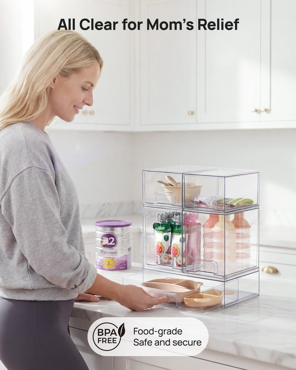 Clear Stackable Storage Drawers Set of 7 (7 Count)