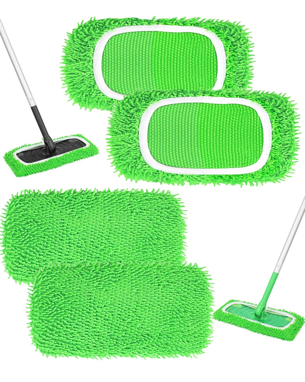 Reusable Microfiber Mop Pads Compatible with Swiffer Sweeper Mop (4 Count)