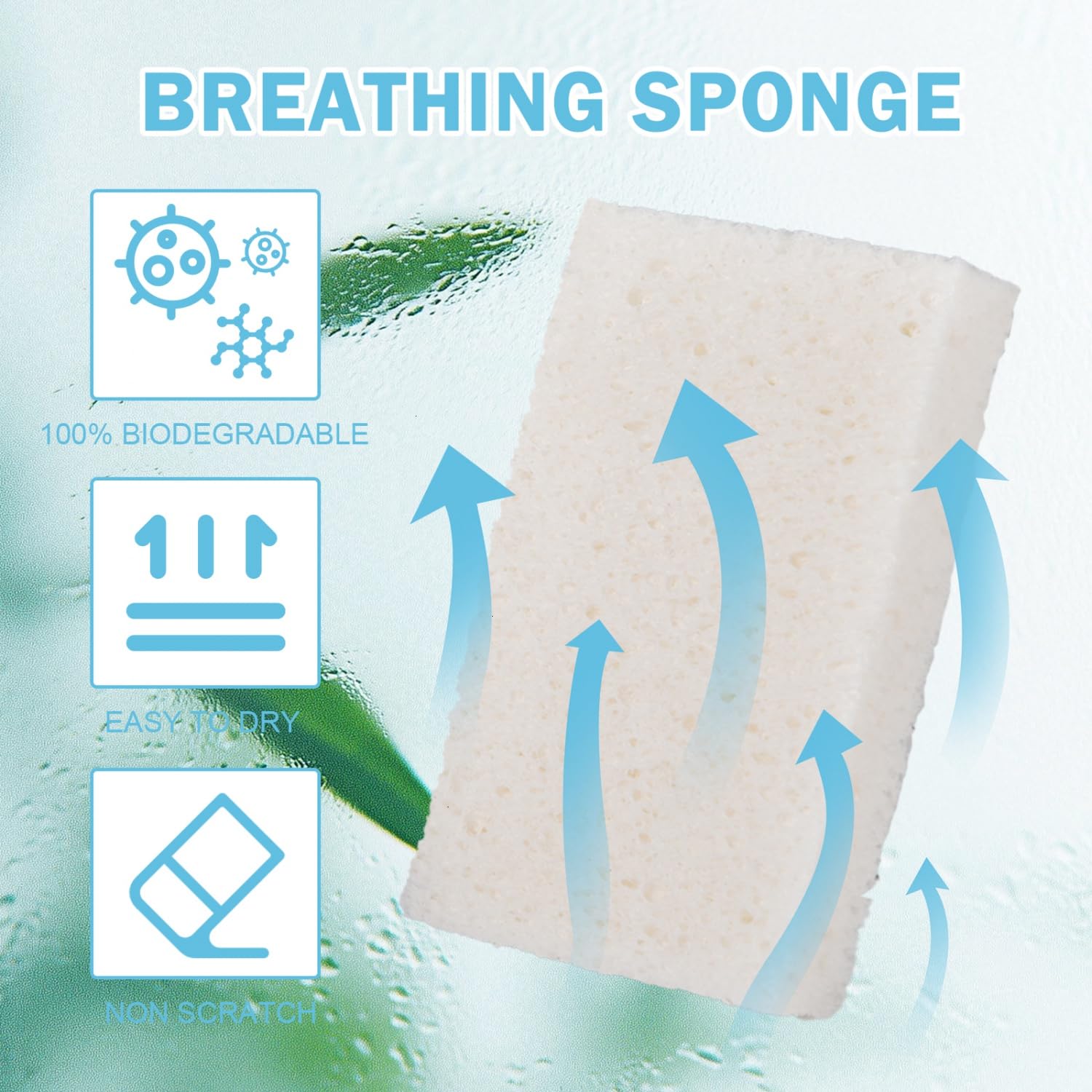 White Sponges Kitchen 10 Pack Natural Compressed Cellulose Sponges for Dishes Non Scratch for Household Cookware Bathroom Cars Soft Super Absorbent Reusable (10 Count)
