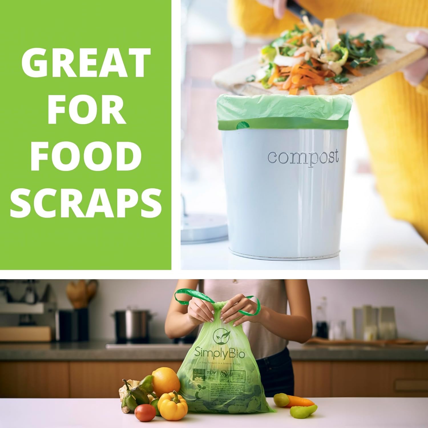 3 Gallon Compostable Trash Bags Drawstring (50 Count)