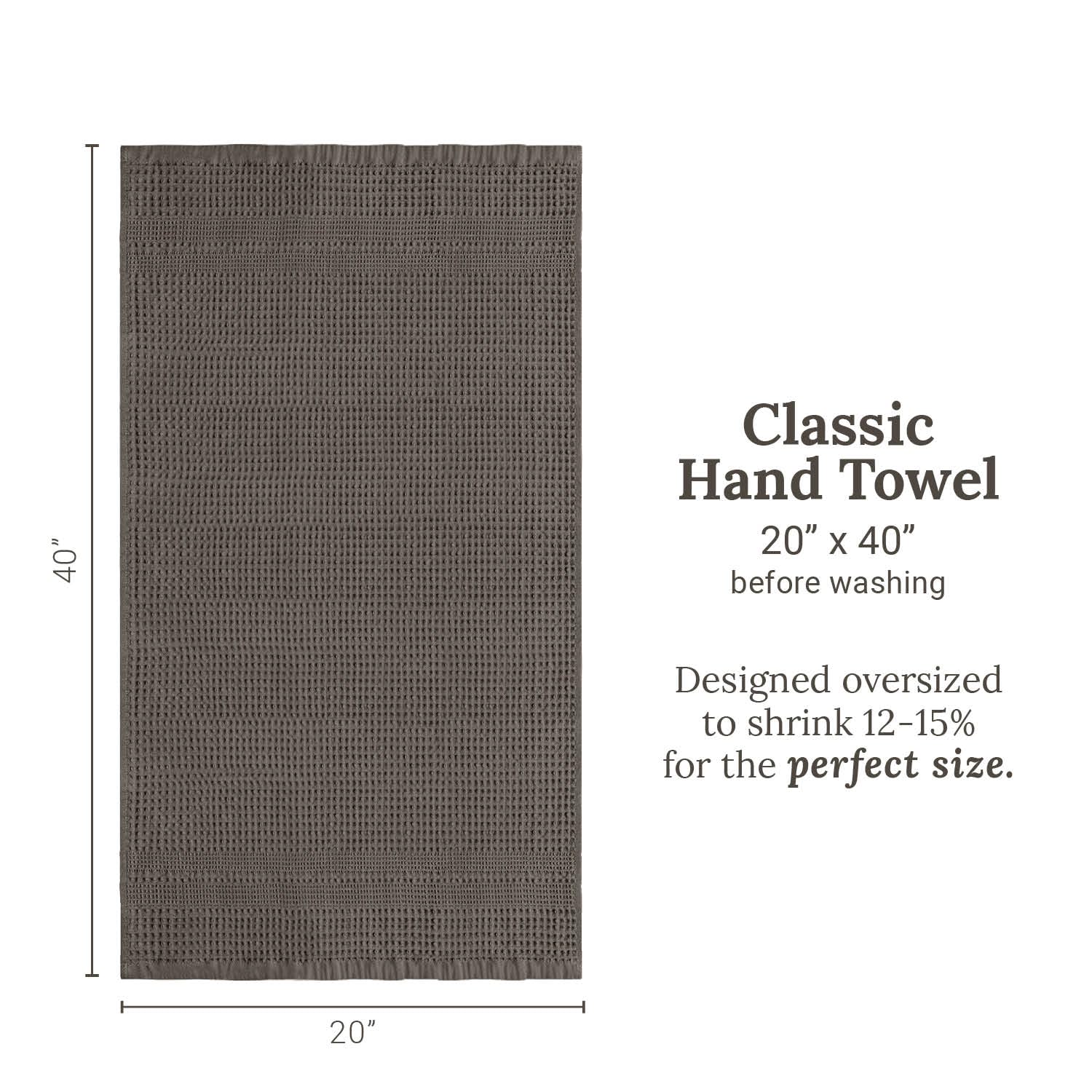 Waffle Hand Towels for Bathroom Quick Dry Towel Super Absorbent Thin 100% Cotton Lint Free (2 Count)