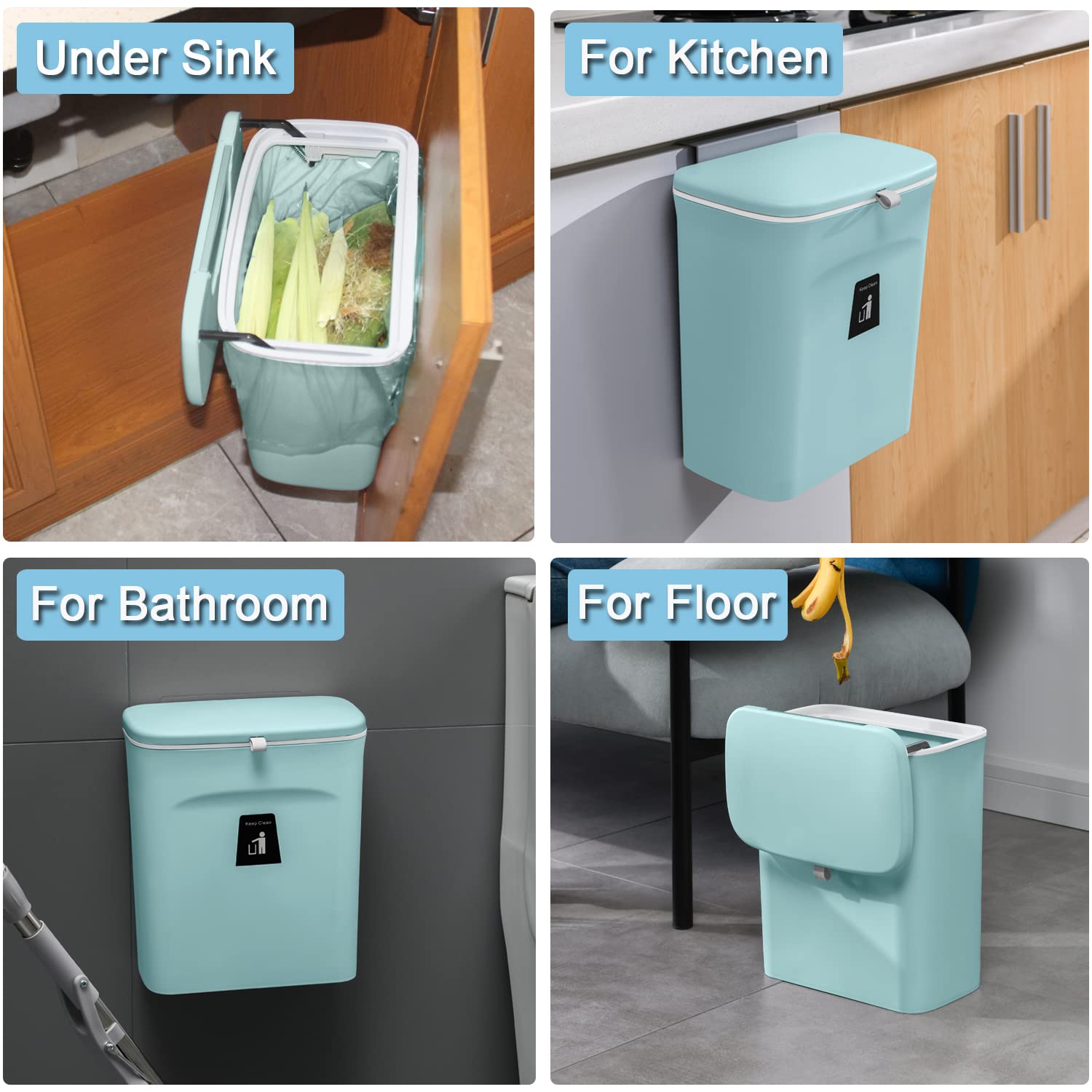 2.4 Gallon Kitchen Compost Bin for Counter Top or Under Sink