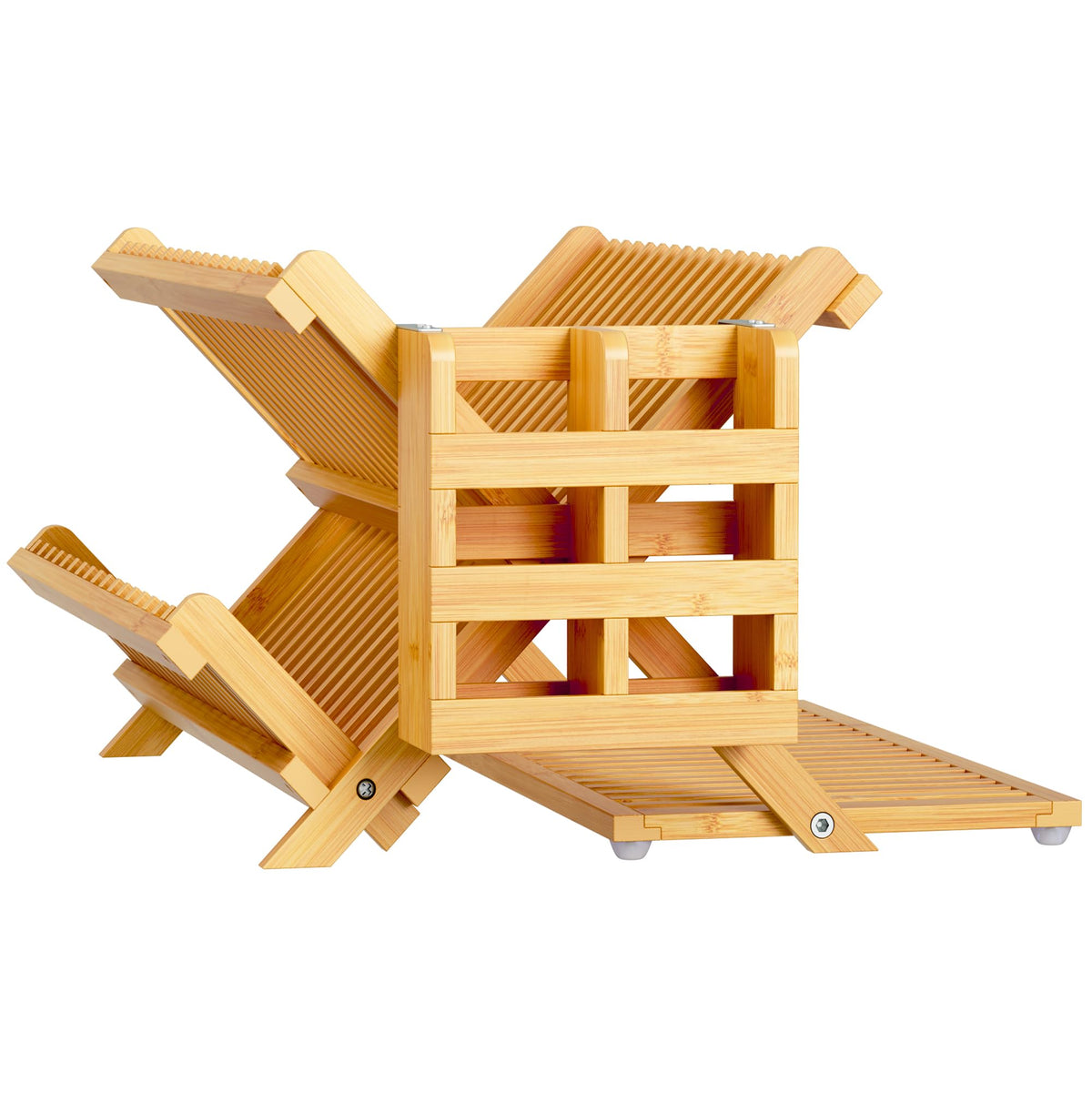 Bamboo Dish Drying Rack with Utensil Holder