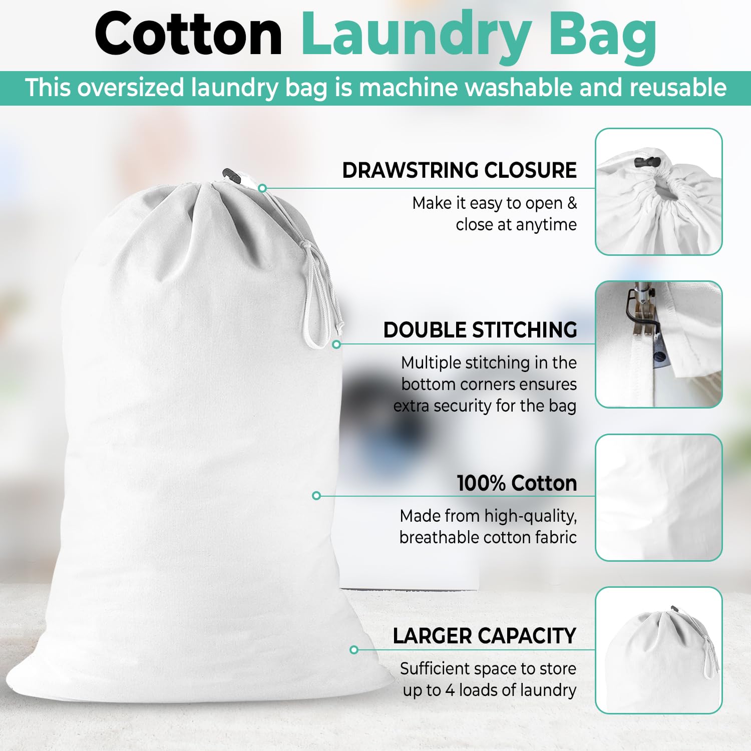 2 Pack Cotton Laundry Bag (2 Count)