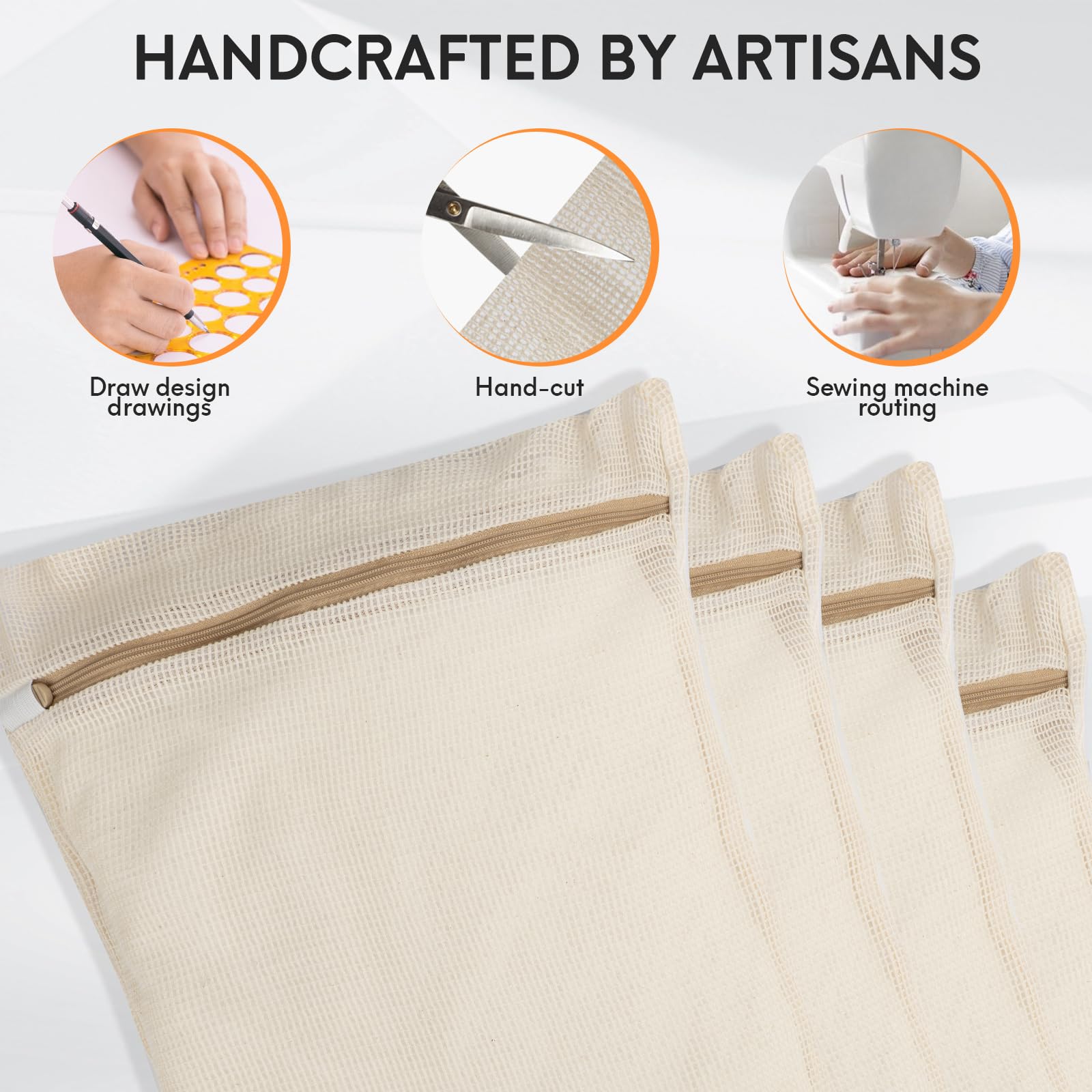 4 Piece Medium Durable Organic Cotton Mesh Laundry Bags with Sturdy Zippers and Breathable Mesh are Delicate Laundry Bags for Underwear (100 Count)