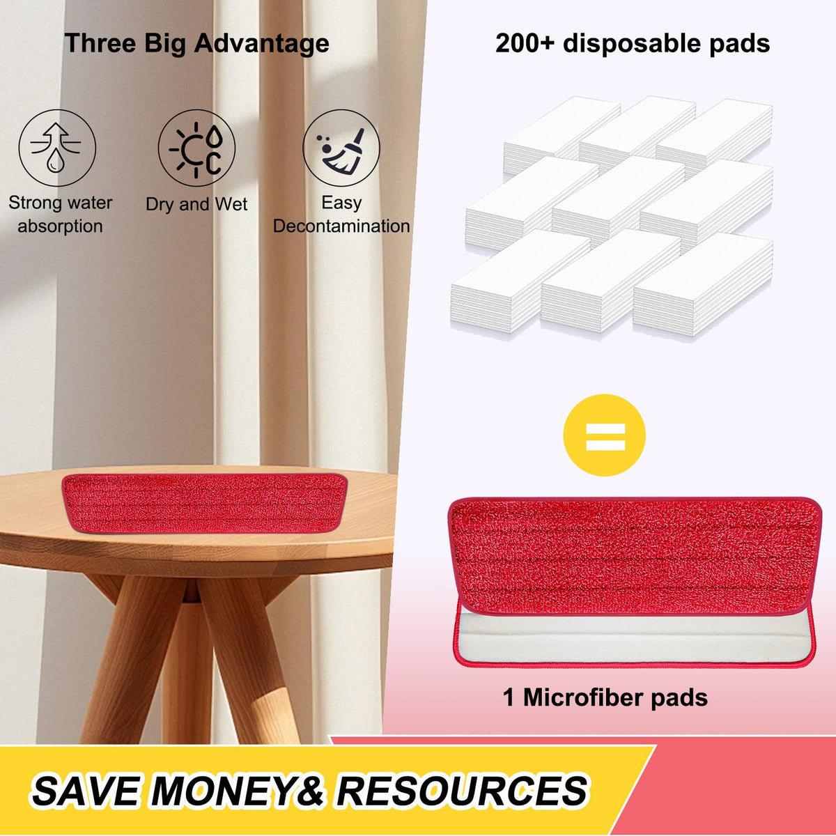 16.5 Inch Reusable Mop Pads Microfiber Spray Mop Replacement Heads for Wet