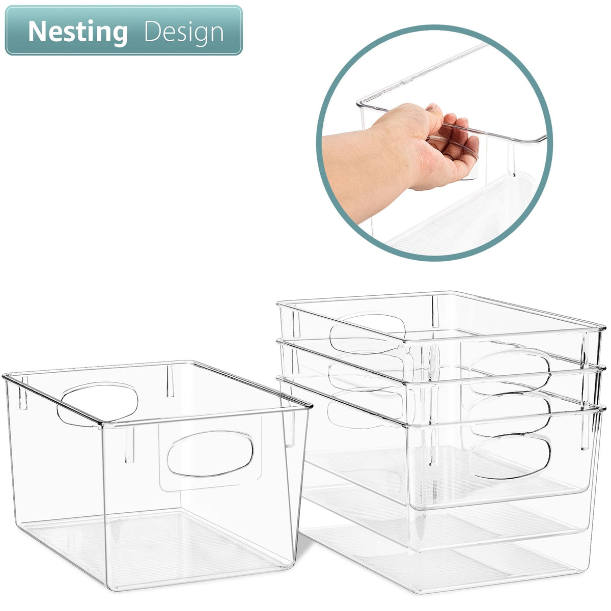 4 Pack Medium Clear Plastic Storage Bins
