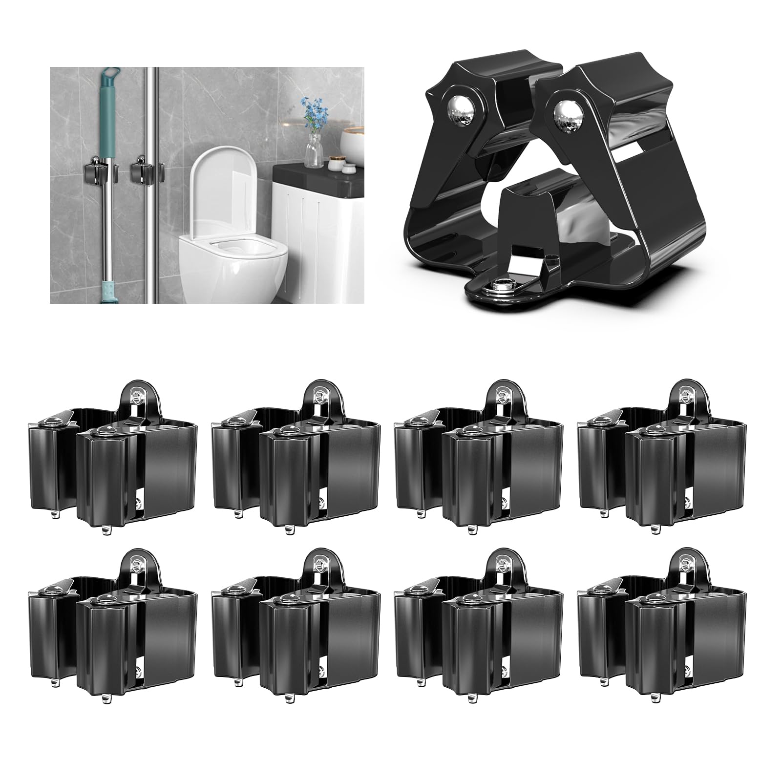 Broom Holder Wall Mount 8 Pack (8 Count)
