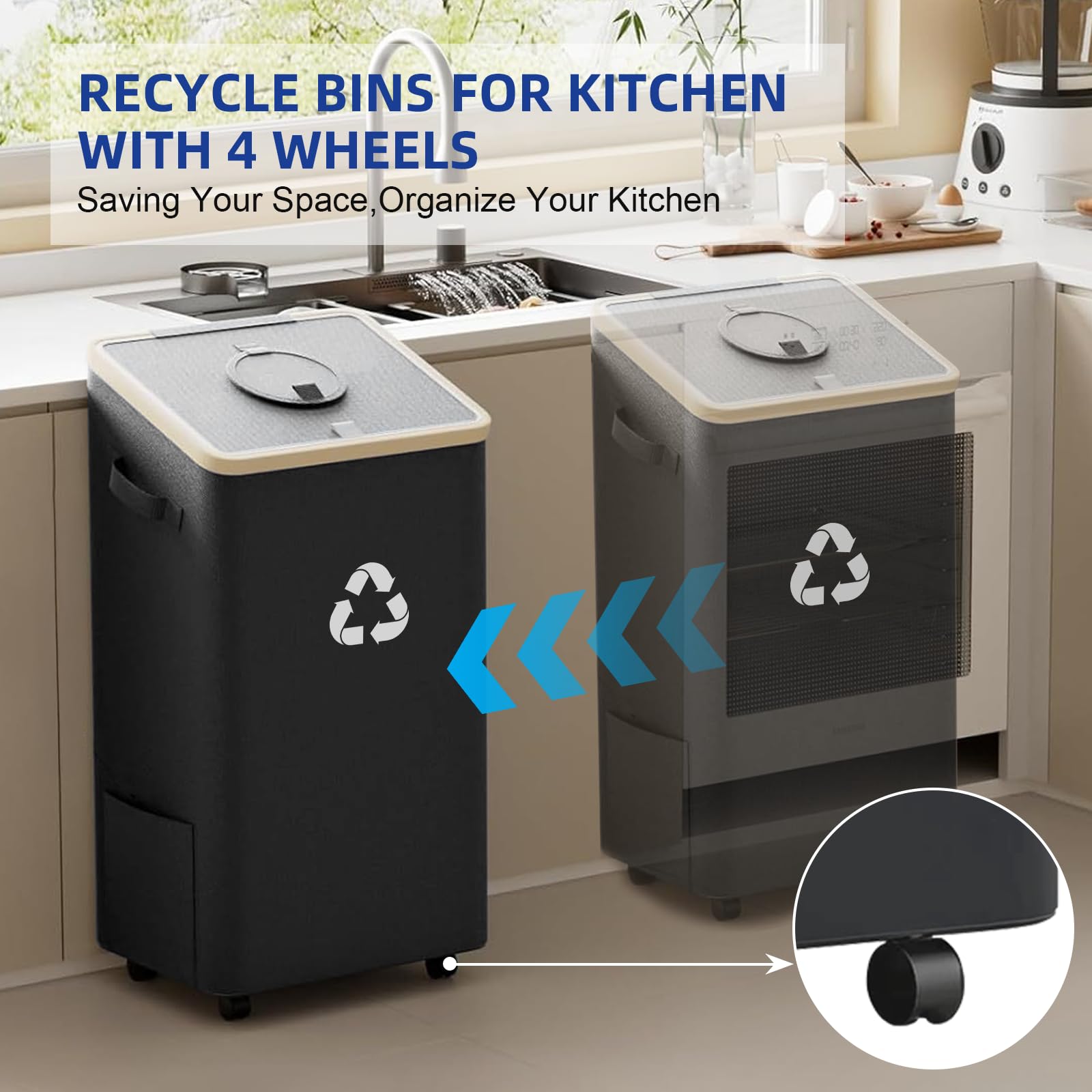 26 Gallon Kitchen Recycling Bin with Lid