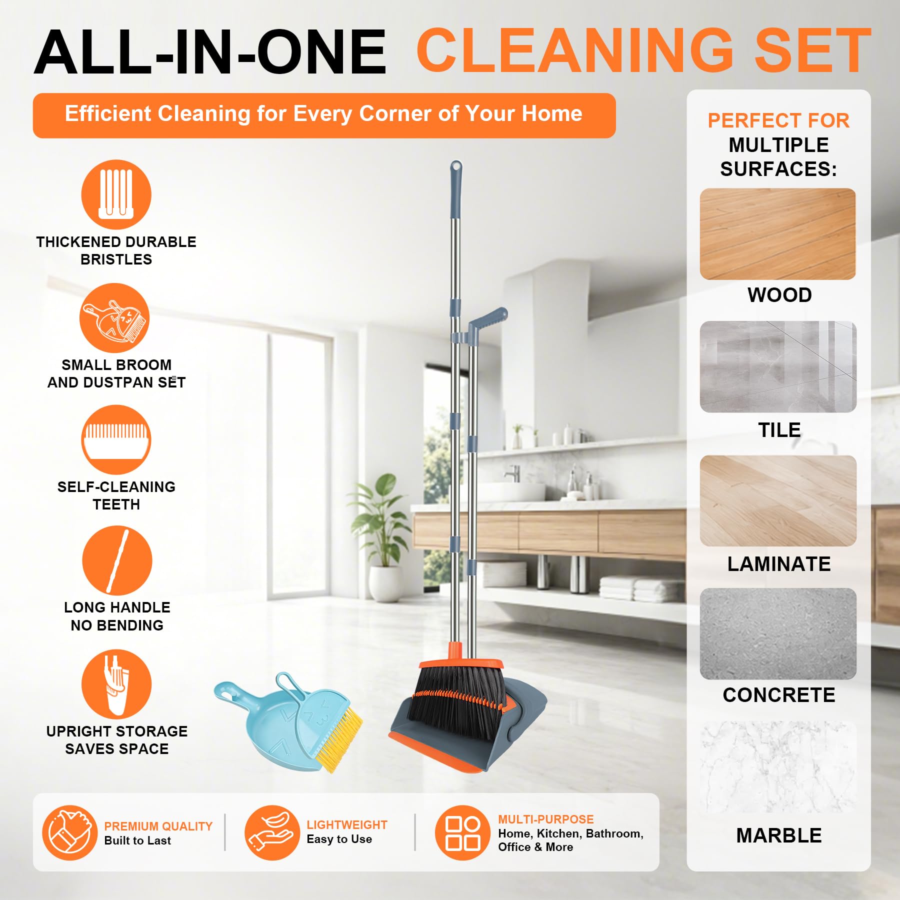 Broom and Dustpan Combo Set