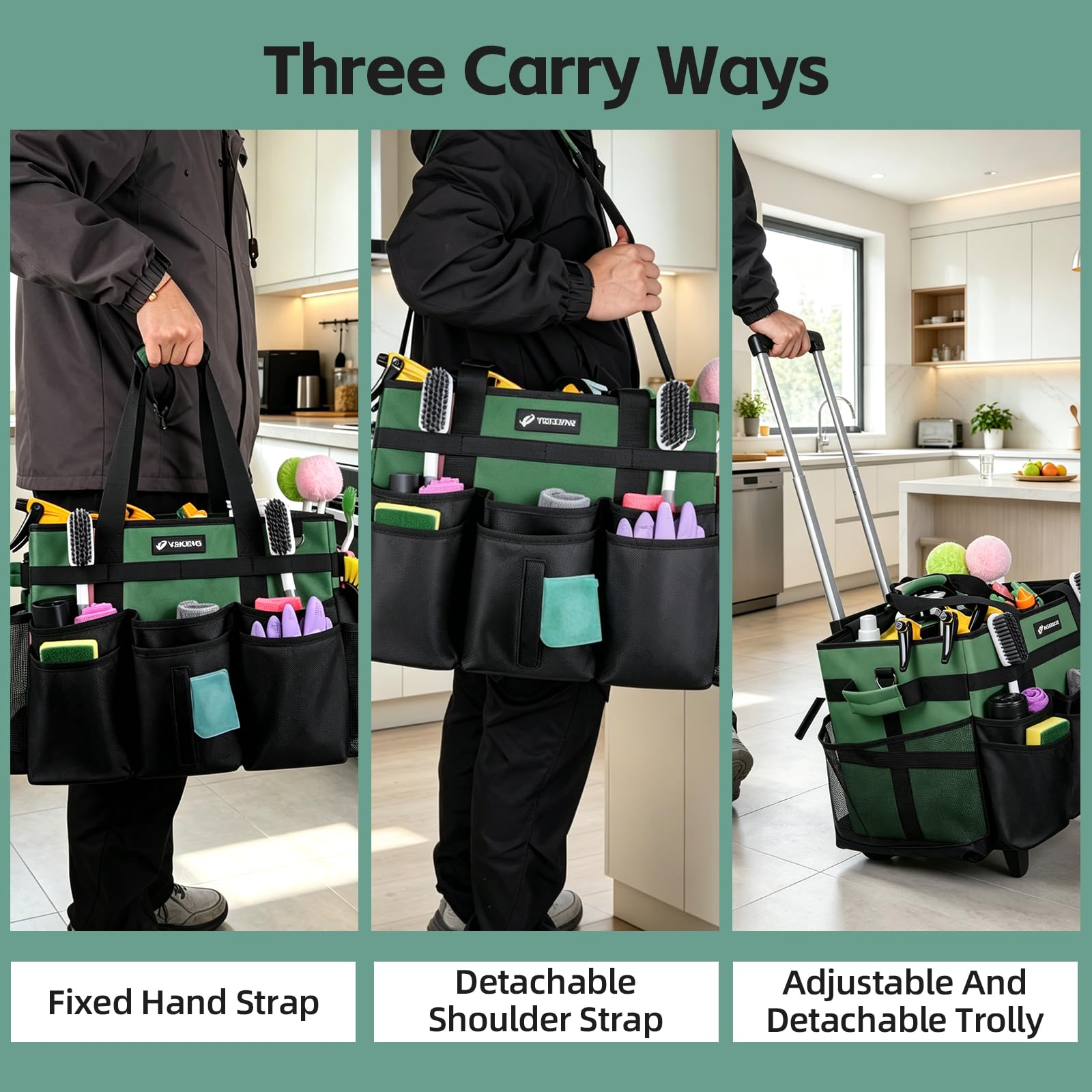 Large Rolling Cleaning Caddy Bag with Wheels