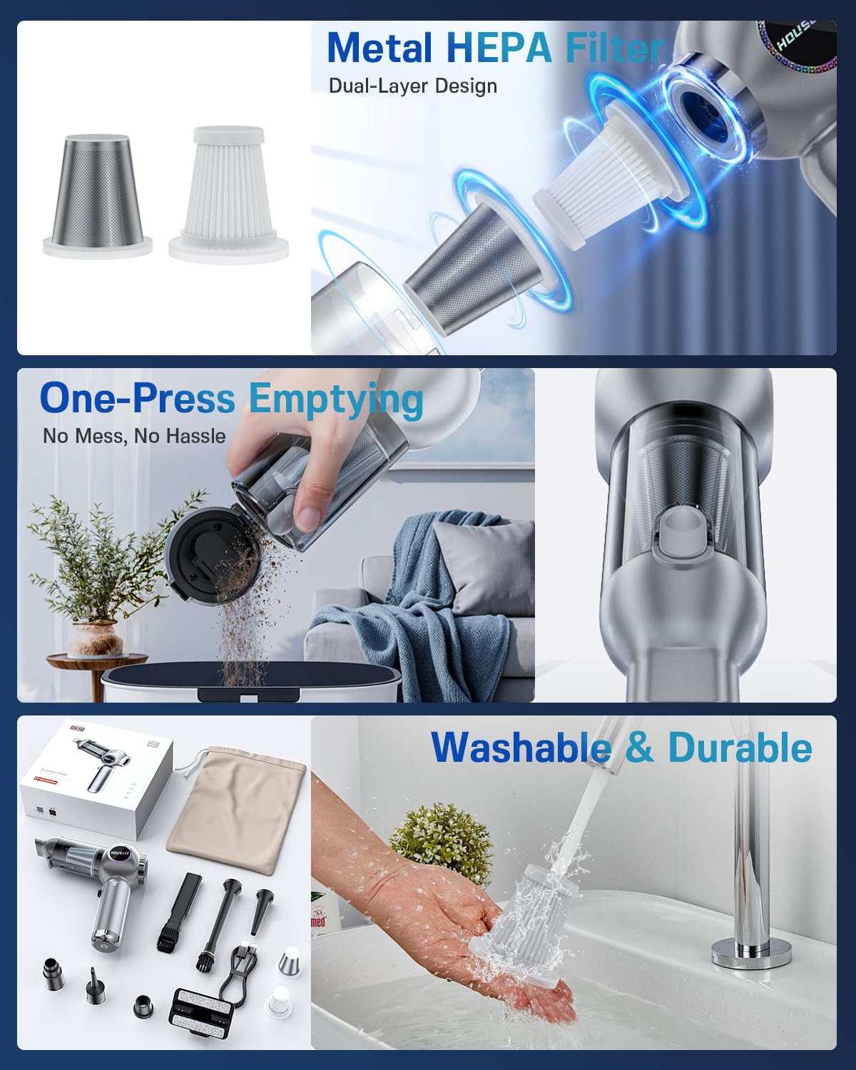 Car Vacuum Cordless Mini Handhled 4