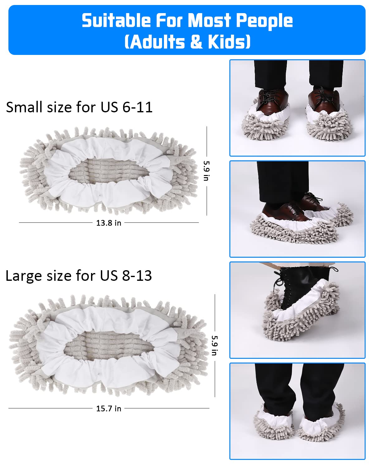 8 Pcs Mop Slippers Socks Floor Cleaning (8 Count)