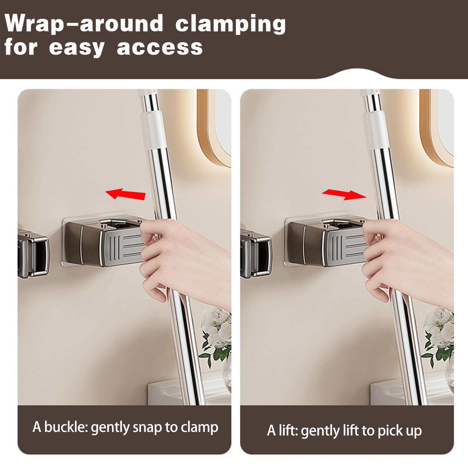 4 Pack Broom Holder Wall Mount (4 Count)