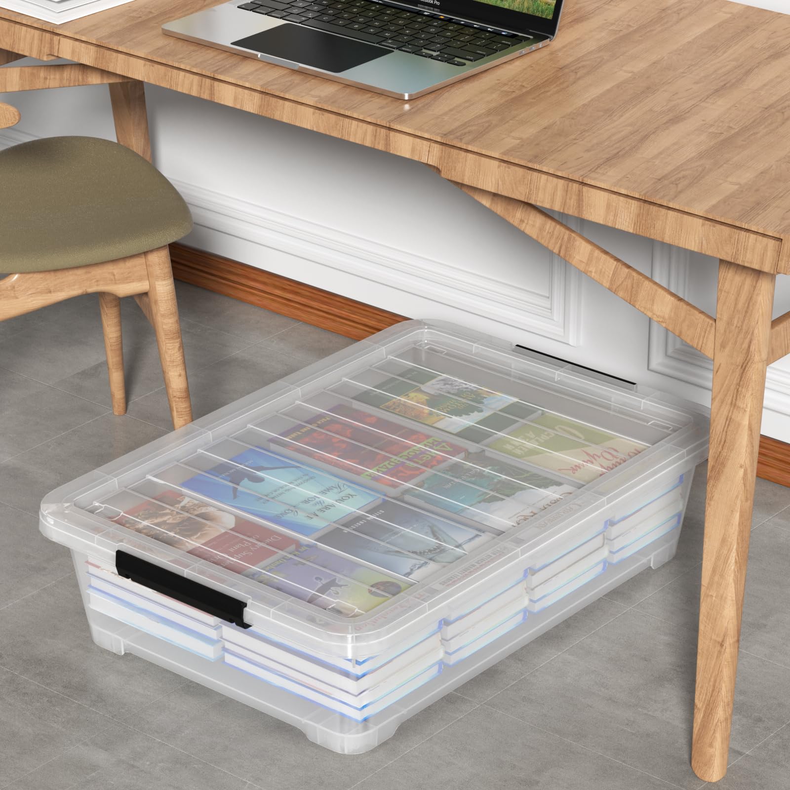 Rosebloom 40 Quart Clear Plastic Underbed Storage Bins with Lid (3 Count)
