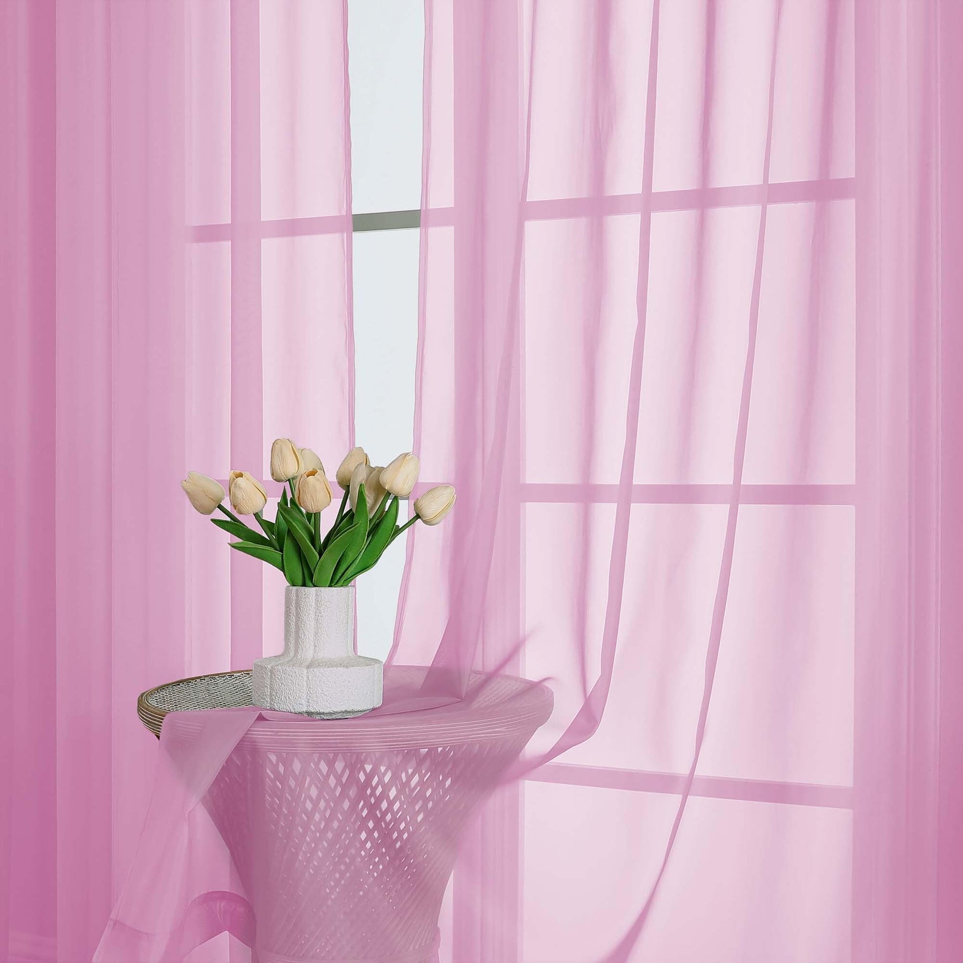 Pink Sheer Curtains 84 Inches Long 2 Panels (2 Count)