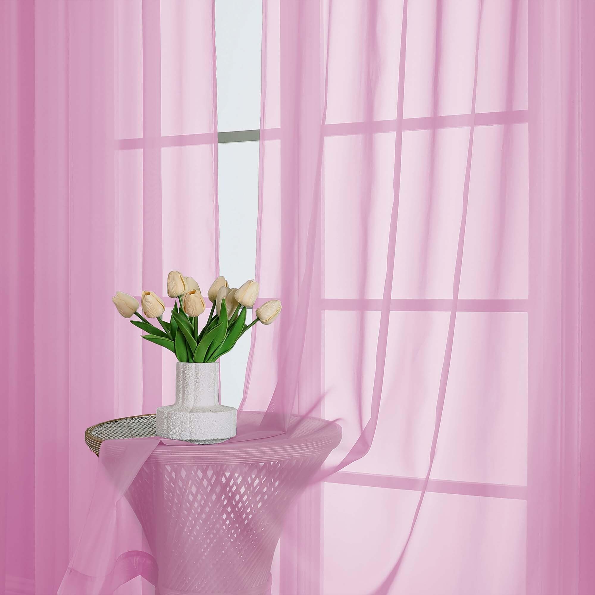 Pink Sheer Curtains 84 Inches Long 2 Panels (2 Count)