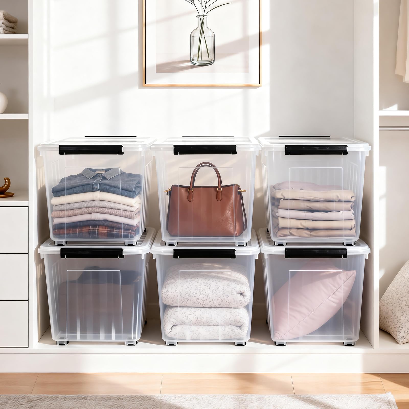 82 Quart Large Clear Plastic Storage Bins with Lids 6 (6 Count)