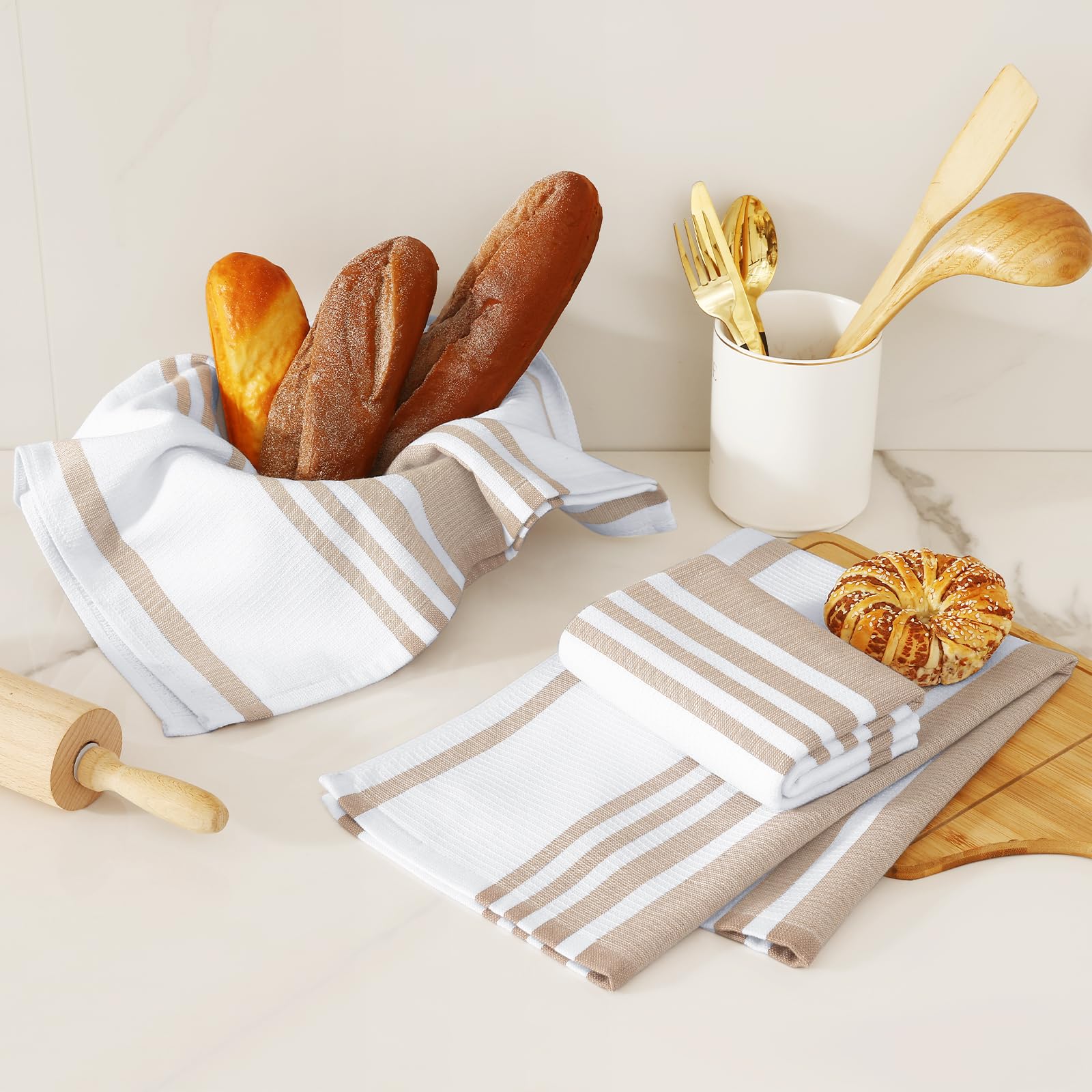 Premium Cotton Stripe Kitchen Towels 3 Pack (3 Count)