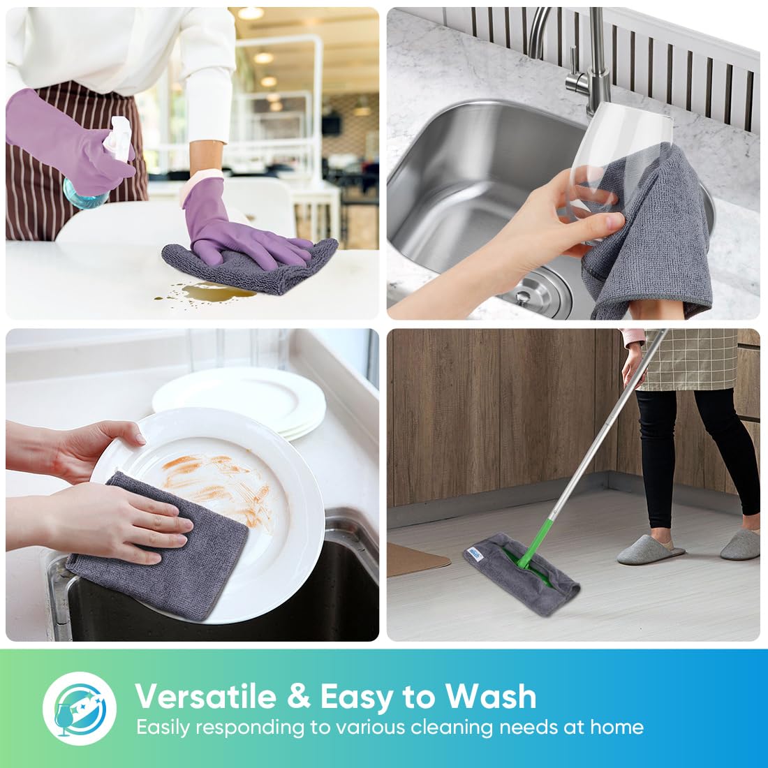 Grey Microfiber Cleaning Cloth (12 Count)