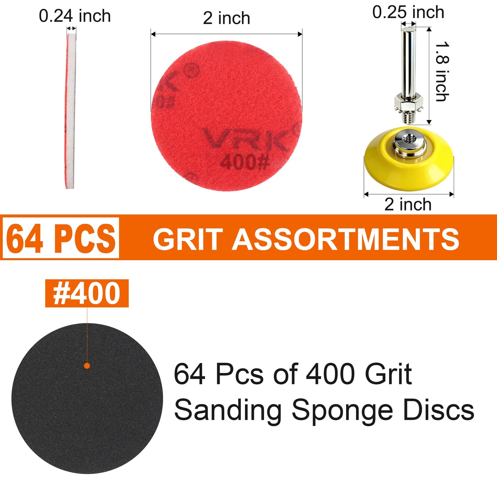 64 PCS 2 Inch Sanding Disc (64 Count)