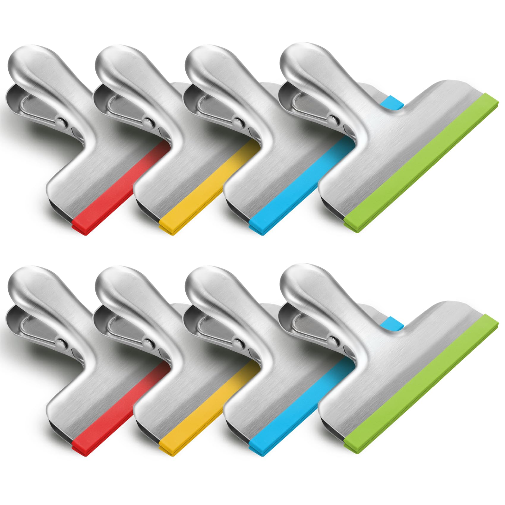 8 Pack Stainless Steel Chip Bag Clips Covered with Silicone (8 Count)