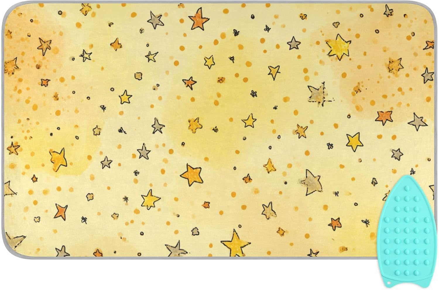 Golden Stars and Dots Ironing Mat for Table top Portable Ironing Pad Blanket for Washer Dryer Countertop Travel