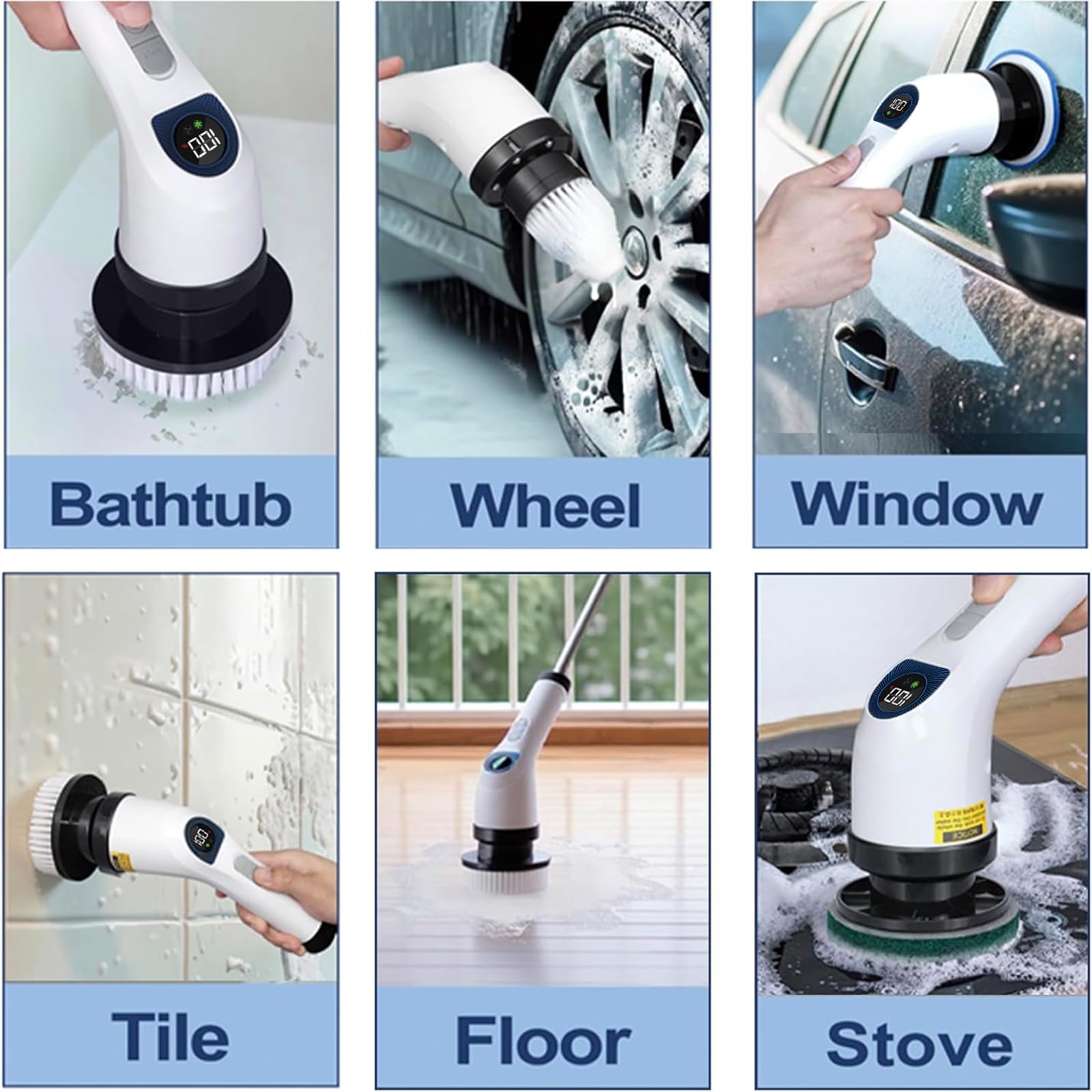Electric Spin Scrubber for Cleaning with 7 Replaceable Heads