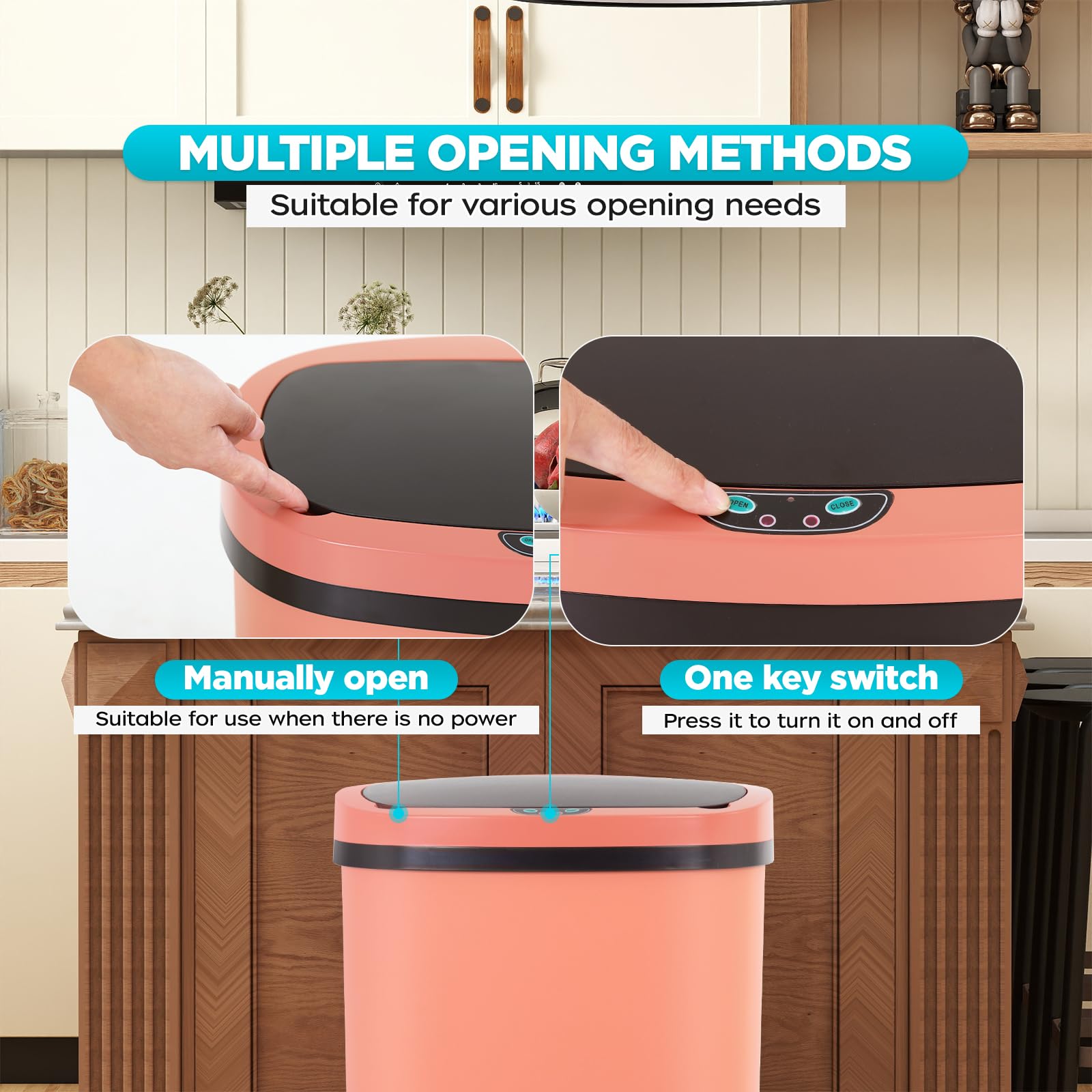 Automatic Motion Sensor Bathroom Trash Can with Lid