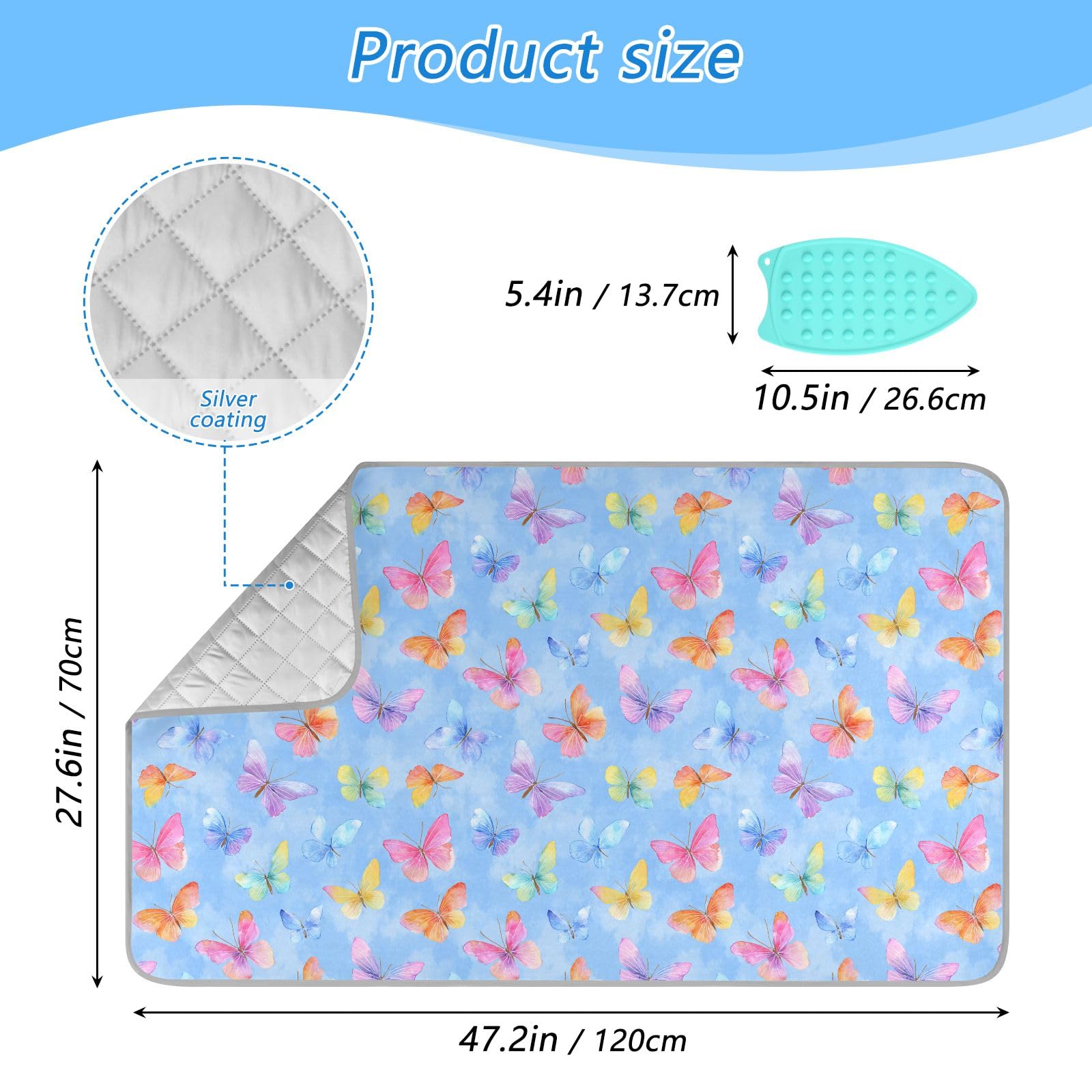 Ironing Mat Portable Ironing Pad Blanket with Silicone Iron Rest for Table Top Travel Heat Resistant Double