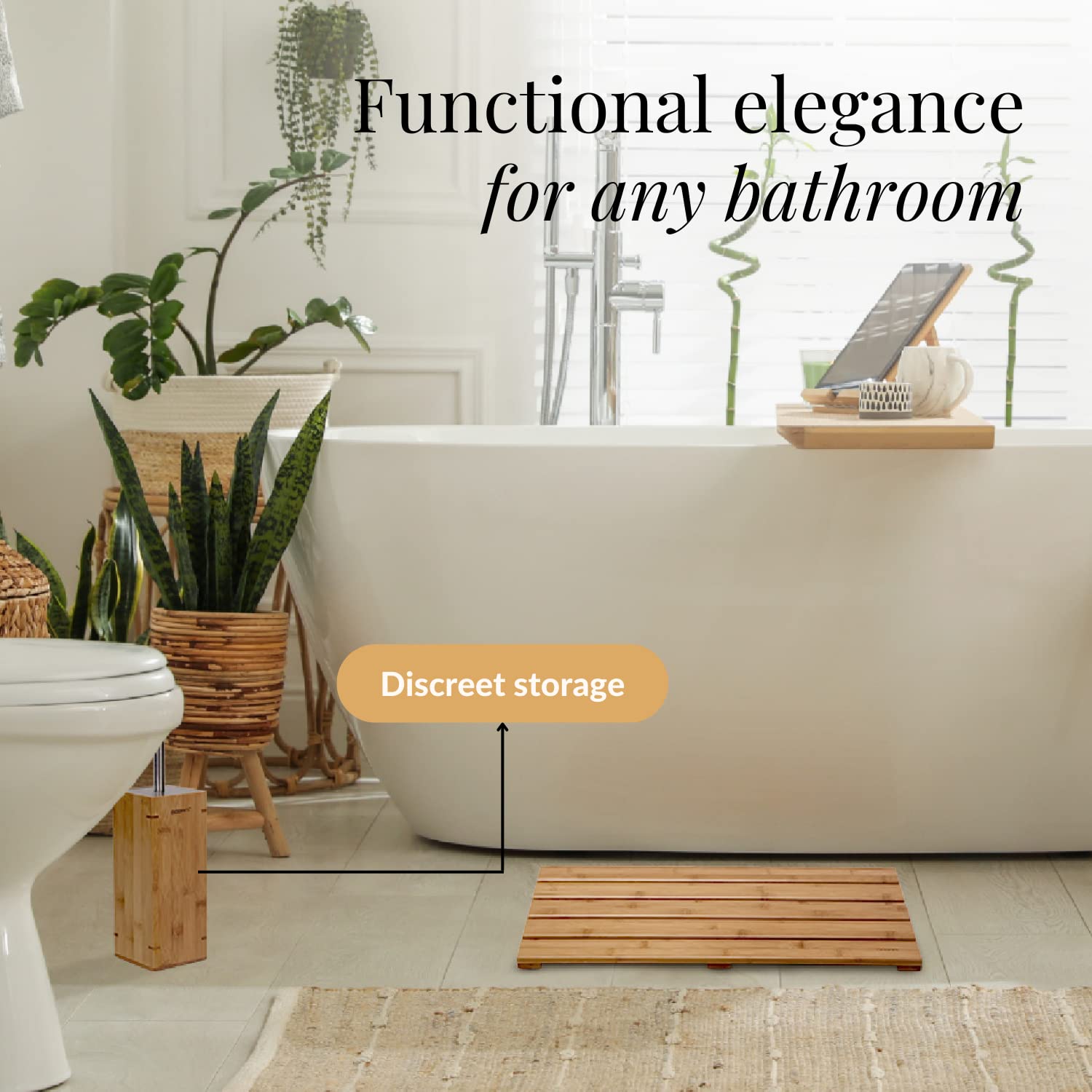 Bamboo Toilet Bowl Cleaner with Holder for All Toilet Types