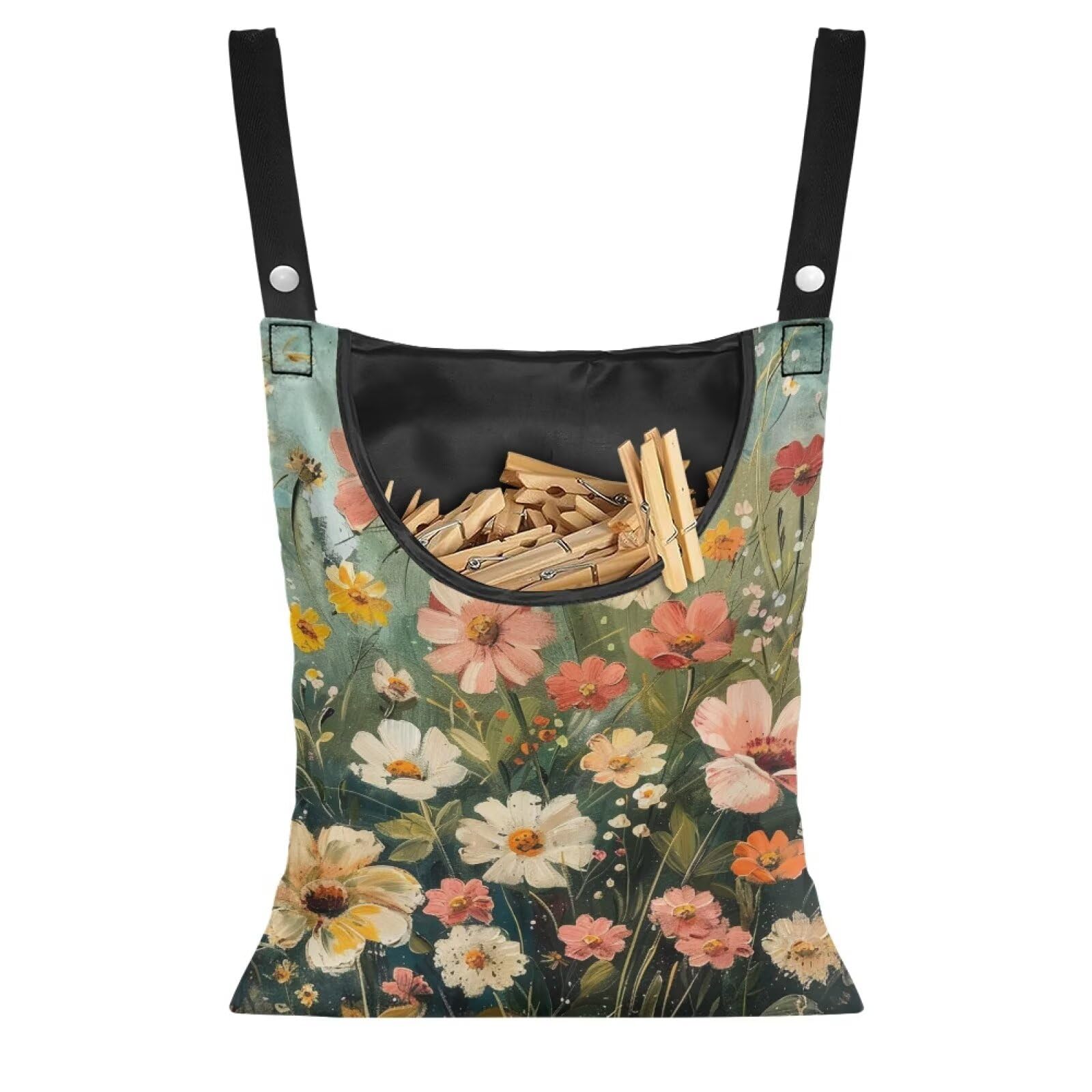 Wild Daisy Waterproof Clothespin Bag with Hanging Hook