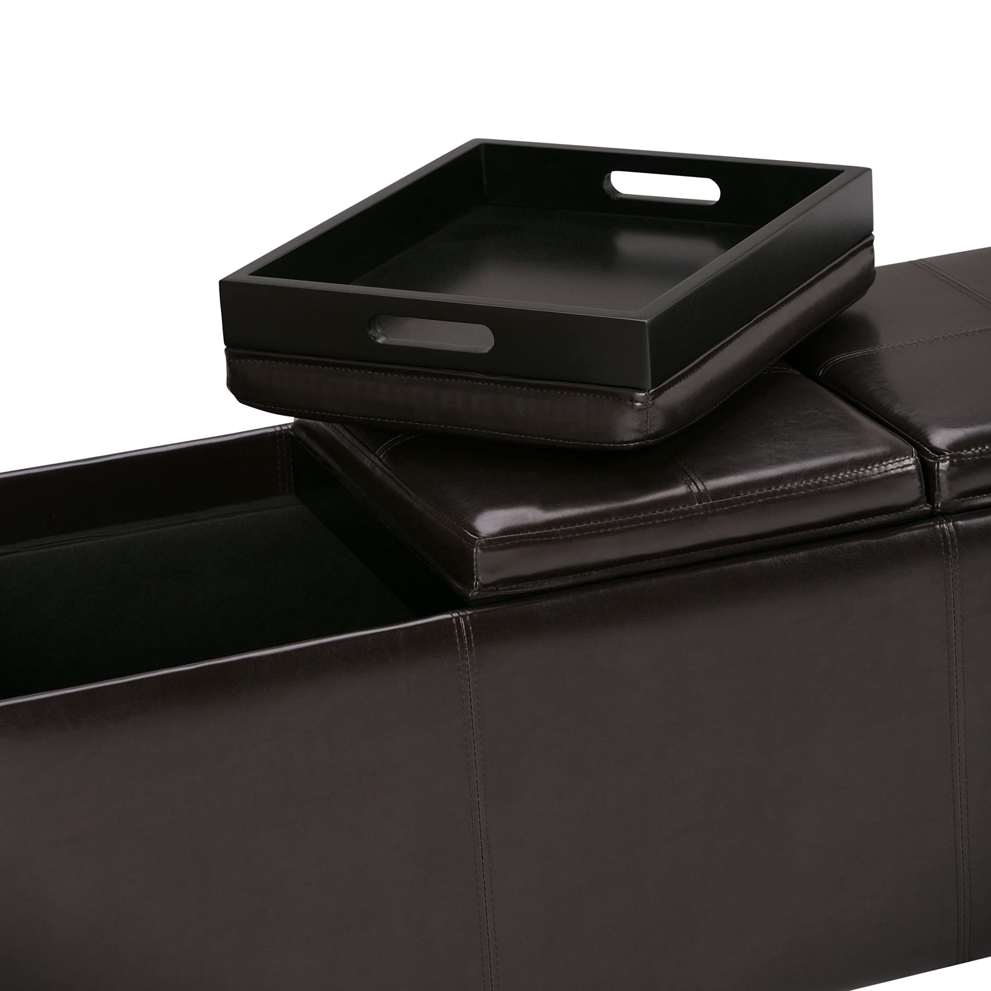 Avalon 48" Wide Vegan Leather Storage Ottoman in Grey
