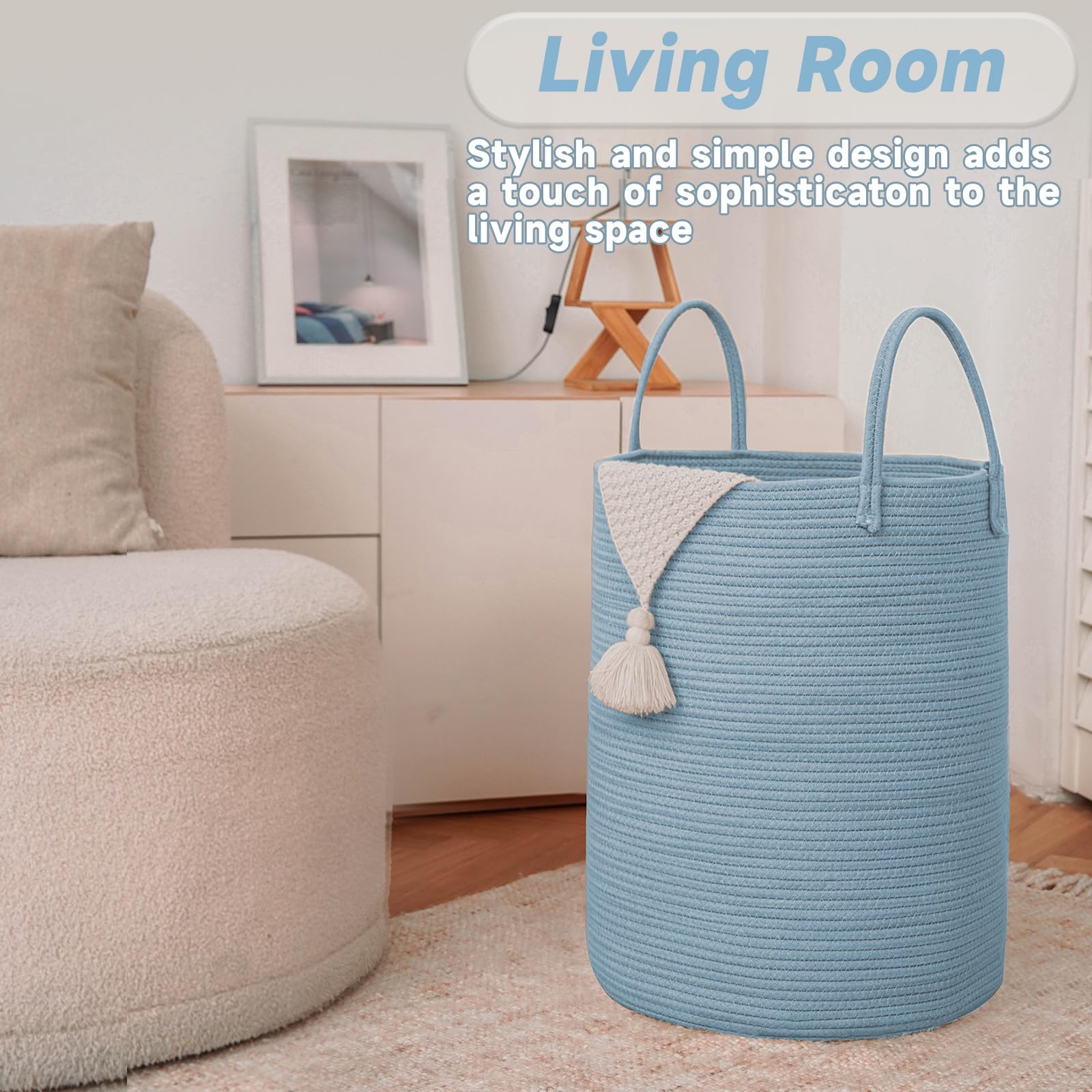 80L Cotton Rope Laundry Basket Hamper