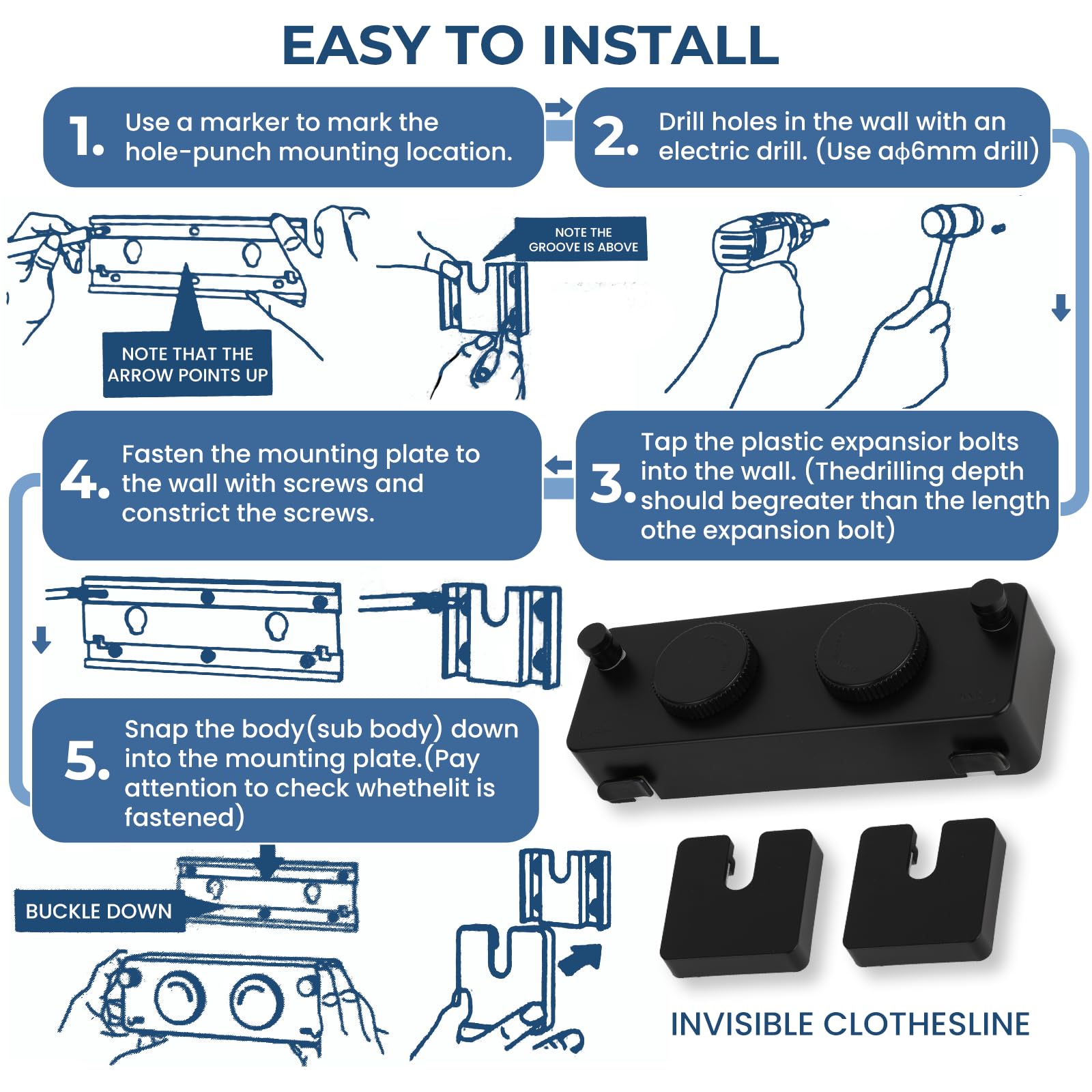 Retractable Clothesline Indoor Outside Heavy (13.8 Foot)
