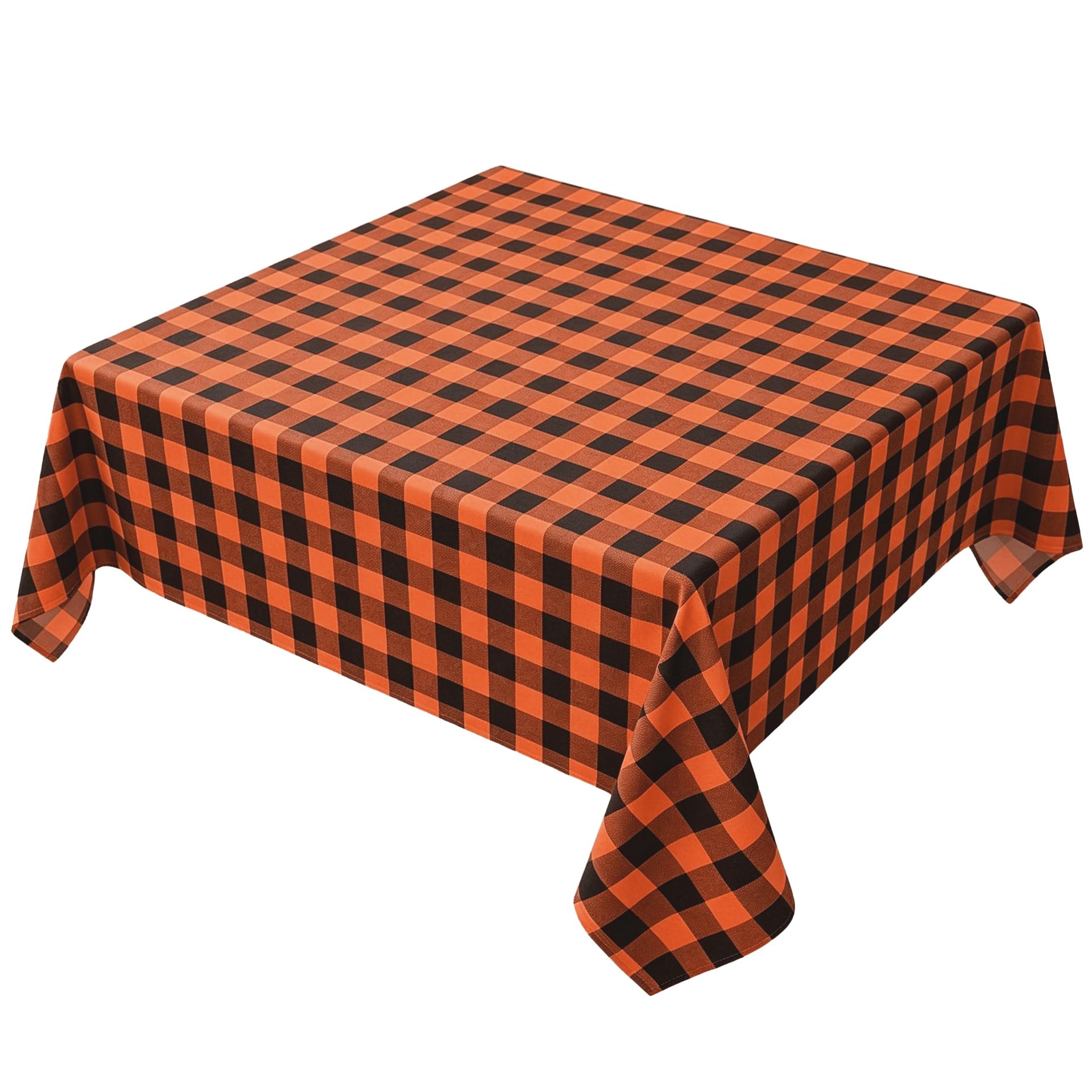 Waterproof Orange Plaid Tablecloth Fabric