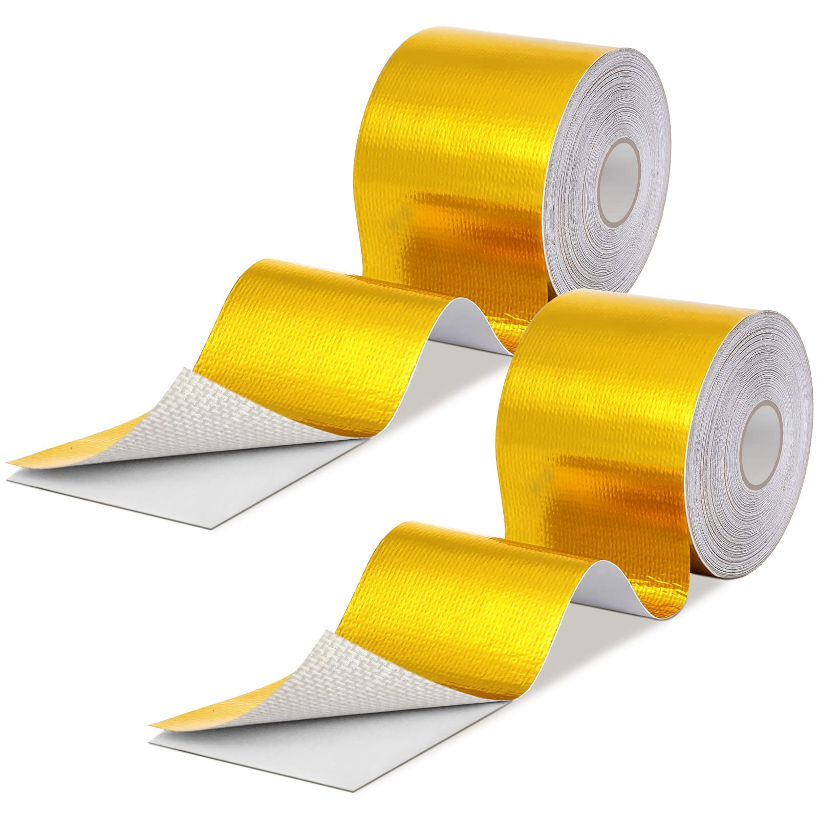 2 Rolls Aluminum Foil Tape Heat Shield Tape Barrier Adhesive Reflective Fiberglass Thermal Insulation Reflective Material High Temp Protection (131.2 Foot)
