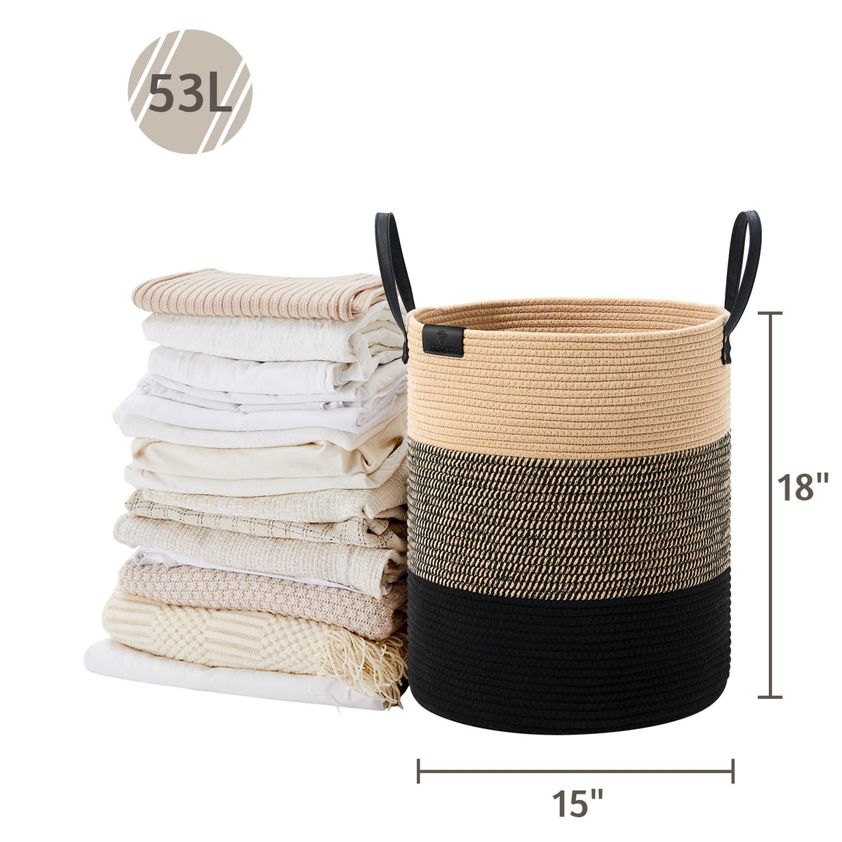 53L Tall Woven Rope Laundry Hamper (1792.1432 Fl Oz) - ModHome Supplies