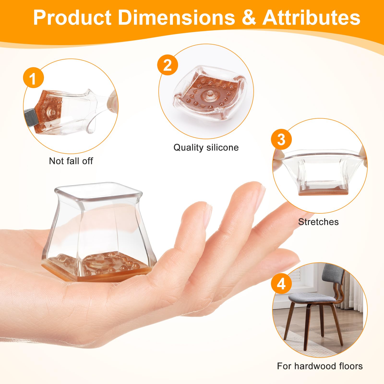 48 Pack Square Chair Leg Floor Protectors for Hardwood Floors (48 Count)