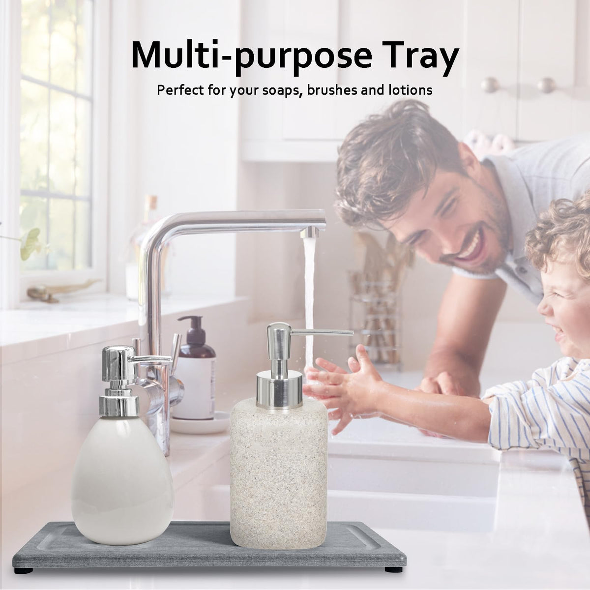 2 PCS Water Absorbing Stone Trays for Bathroom Sink Fast Drying Coasters (2 Count)
