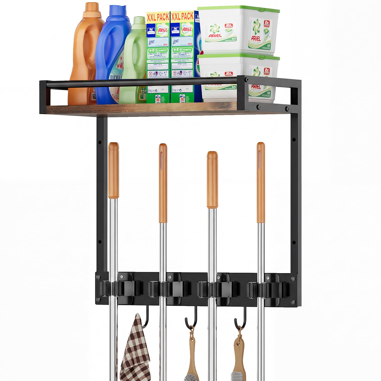 Broom Holder Wall Mount with Shelf