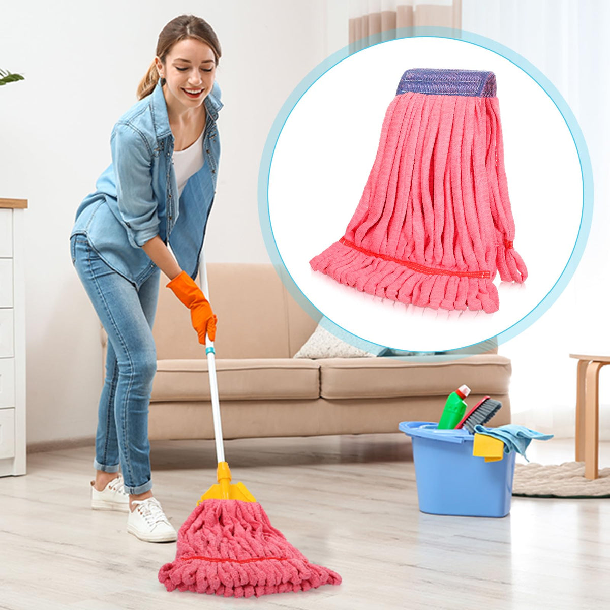 10 Pcs Commercial Mop Head Replacement Tube Microfiber Mop Heads for Floor Cleaning Industrial Mop Heads Looped End Wet Mop Head Refill for Home Commercial Industrial Use