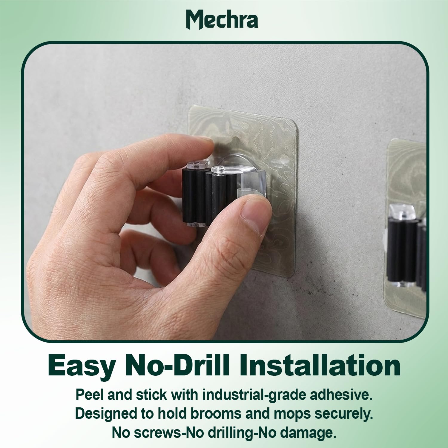 3 Pack Broom and Mop Holder Wall Mount