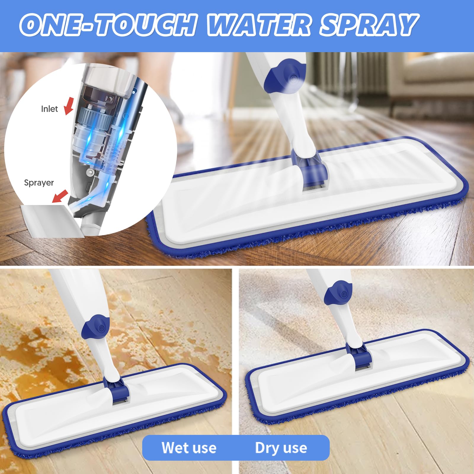 Microfiber Flat Mop with Sprayer