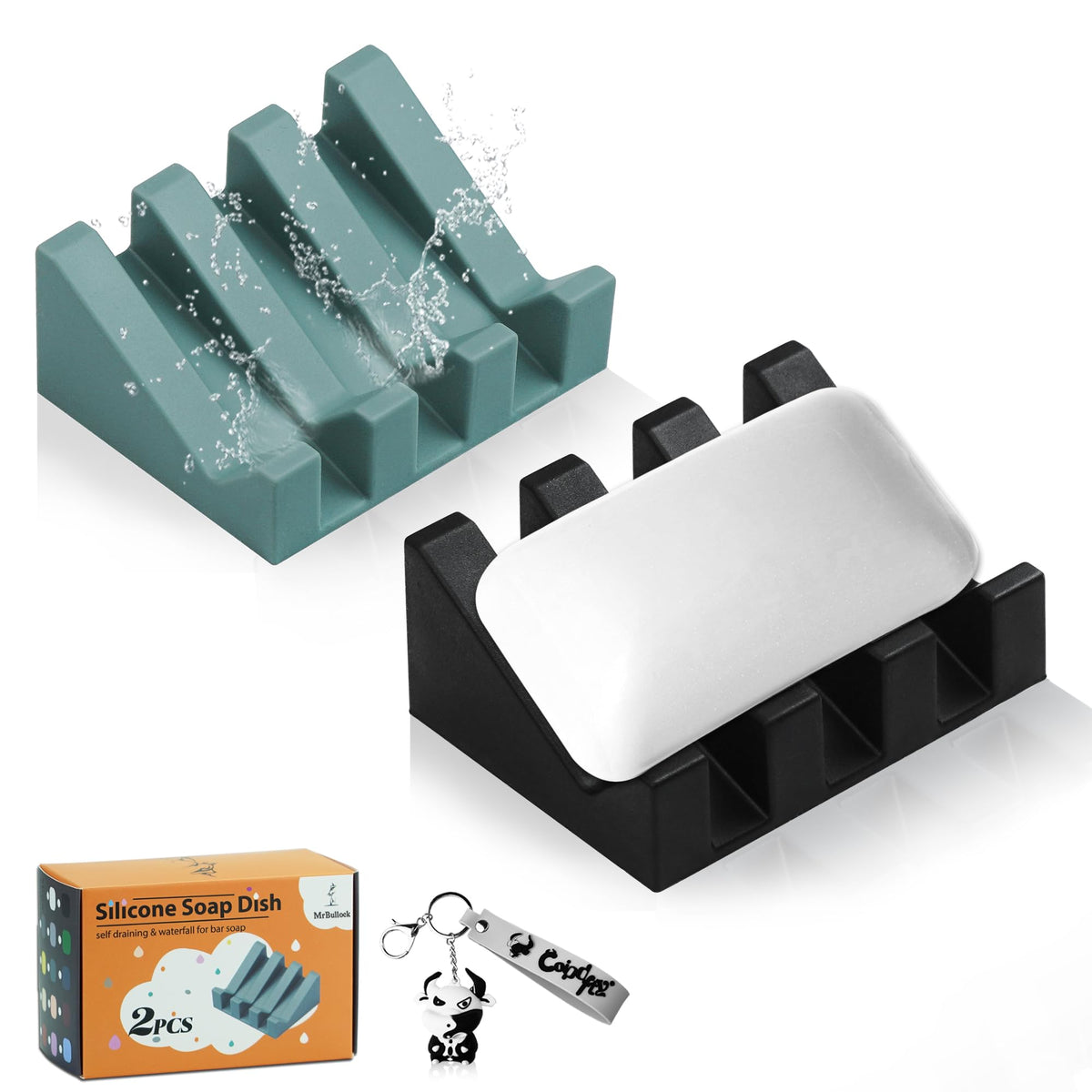 Silicone Soap Dish Self Draining for Shower & Kitchen (2 Count)