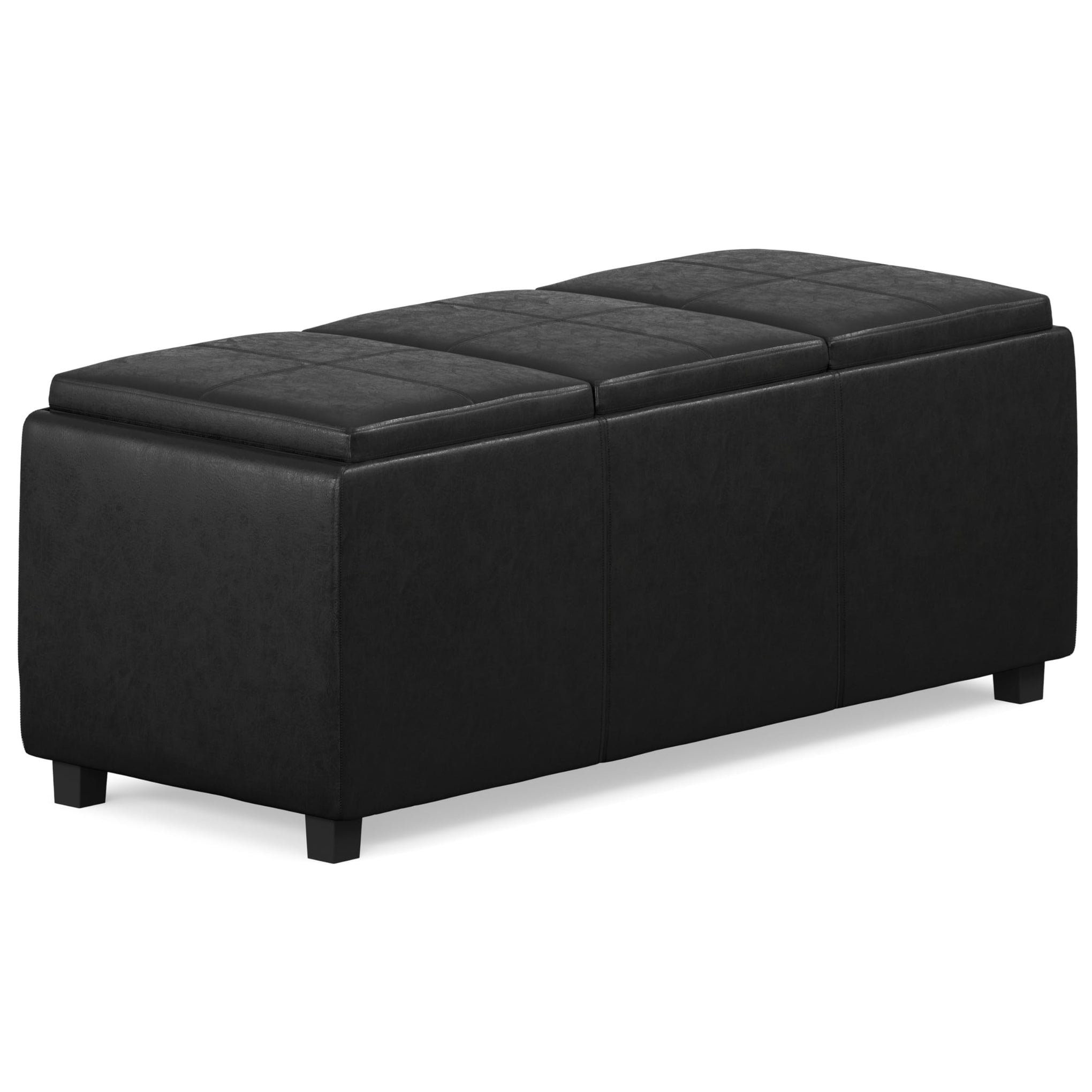 Avalon 42" Wide Linen Look Fabric Storage Ottoman in Slate Grey