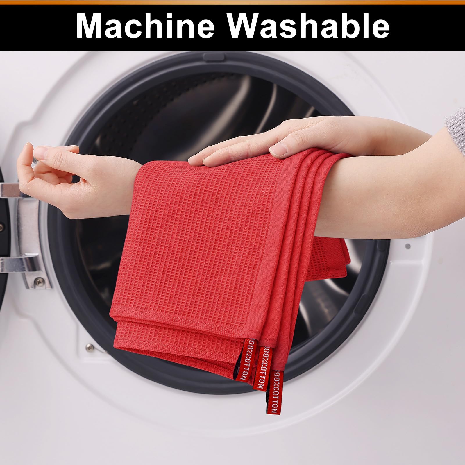 100% Cotton Waffle Weave Kitchen Towels (4 Count)