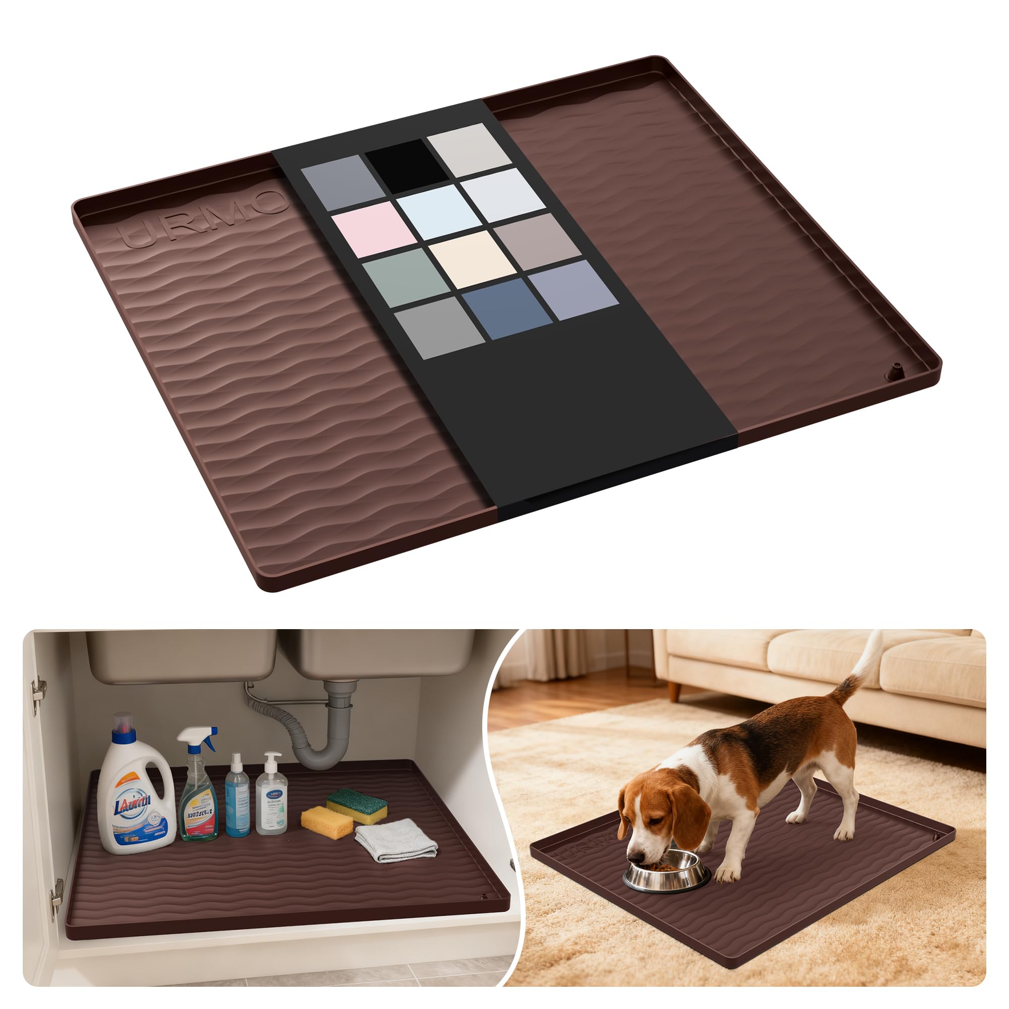 Waterproof Silicone Under Sink Mat 22'' x 19'' Shelf Liner for Kitchen and Bathroom
