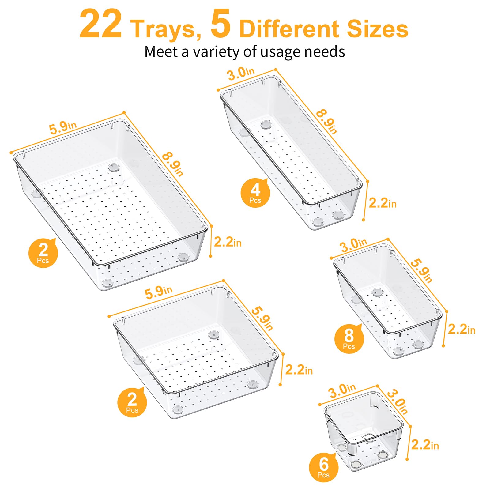 22 Piece Drawer Organizer with Non (22 Count)