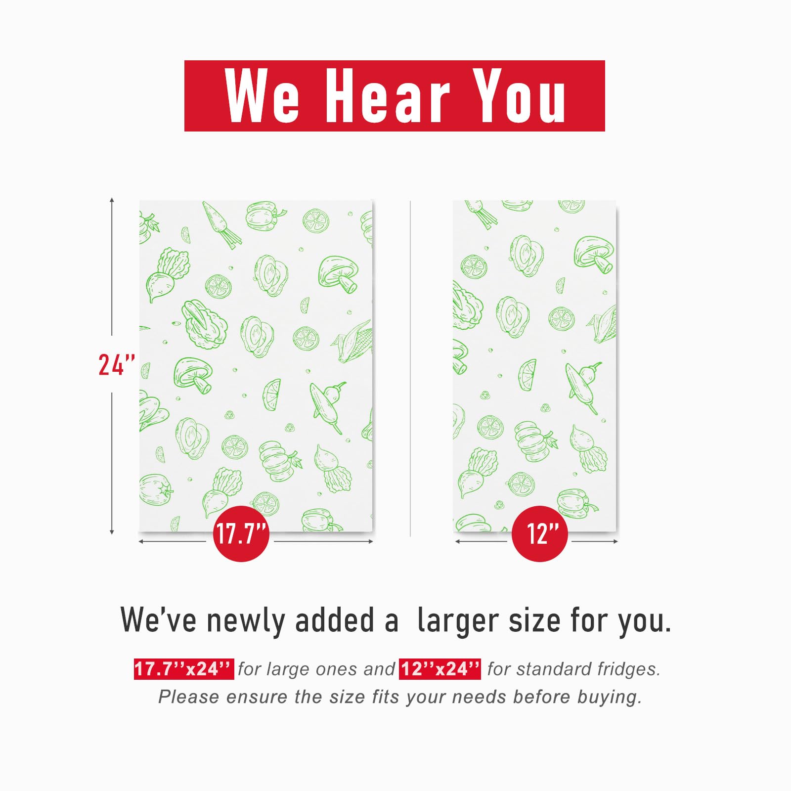 Refrigerator Drawe Liners Super Absorbent Fridge Bin Mats Keep Produce Fresh Longer Air Circulating Non (24 Sq Ft)